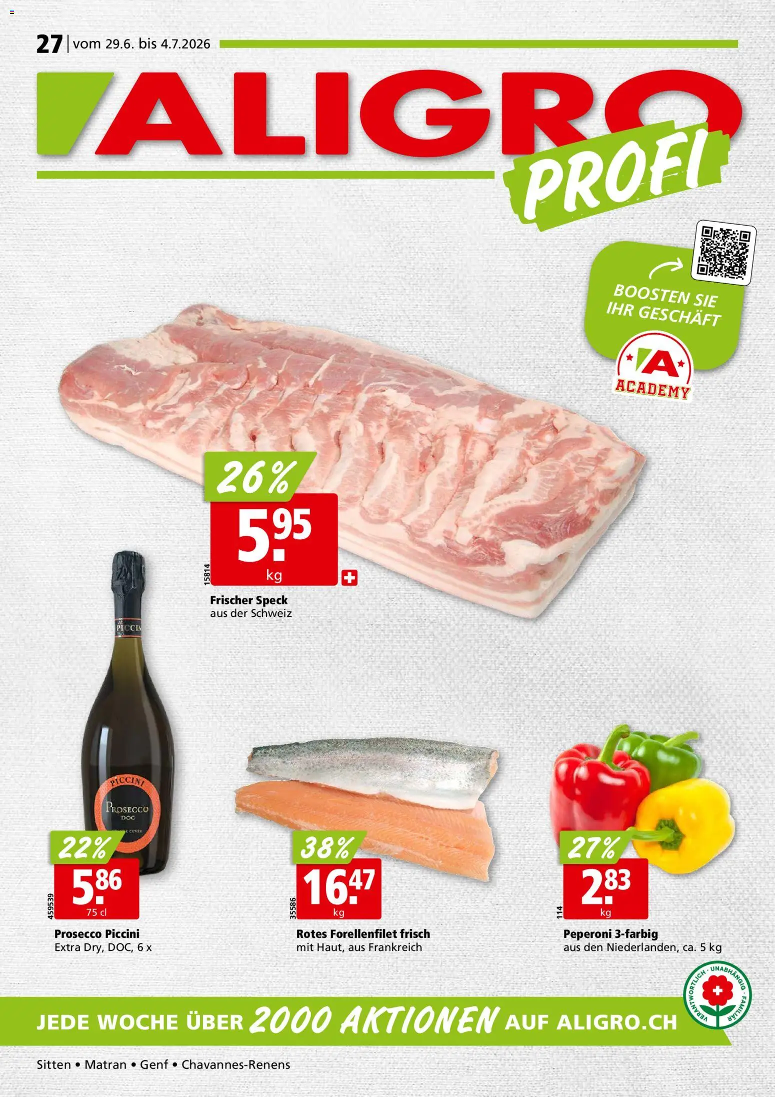 Vorschau des Merkblatts Aligro aktionen Chavannes, Matran, Genf, Sitten vom Shop Aligro gültig von 29.06.2026 bis 04.07.2026