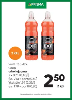 Kaupan Prisma Prisma tarjoukset Coop urheilujuoma esikatselu, voimassa 12/08/2026