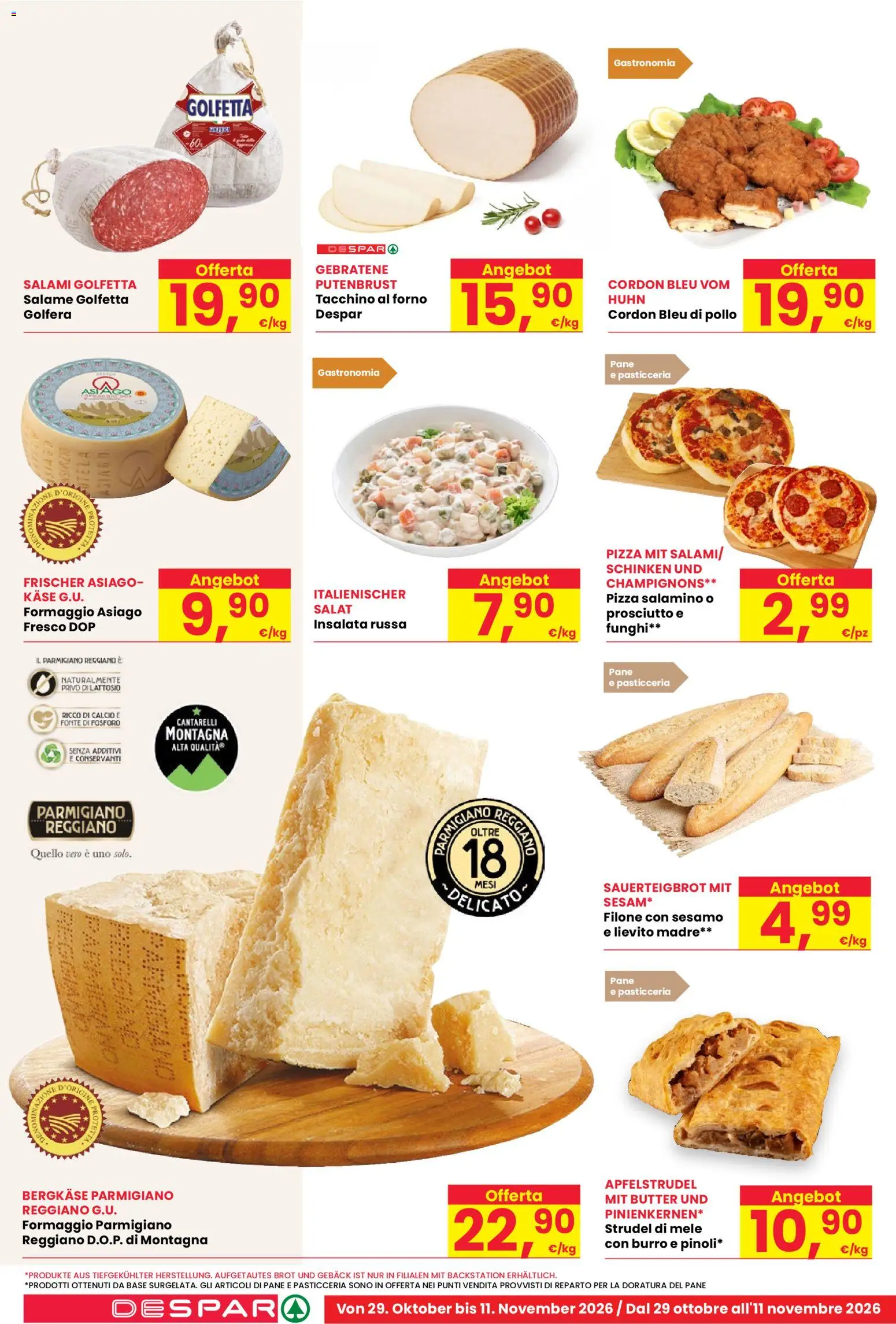 Anteprima dell'opuscolo Despar volantino Egna dal negozio Despar valido da 29/10/2026 - Pizza, Forno, Pane, Pollo, Formaggio, Tacchino, Prosciutto, Parmigiano