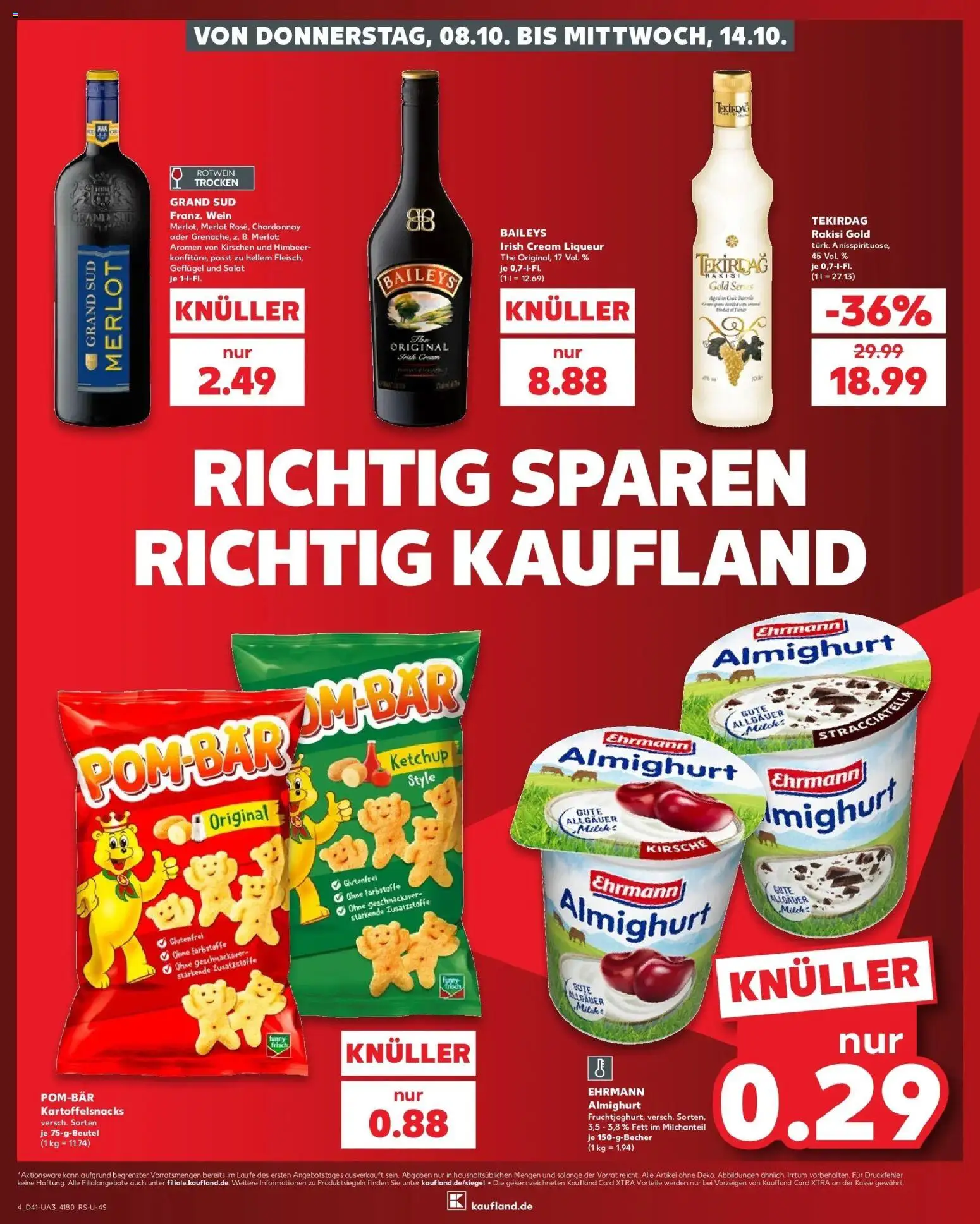 Vorschau von dem Prospekt des Geschäftes Kaufland, gültig ab dem 08.10.2026 - Salat, Milch, Kirschen, Ketchup, Rotwein, Merlot, Ehrmann almighurt, Grand sud