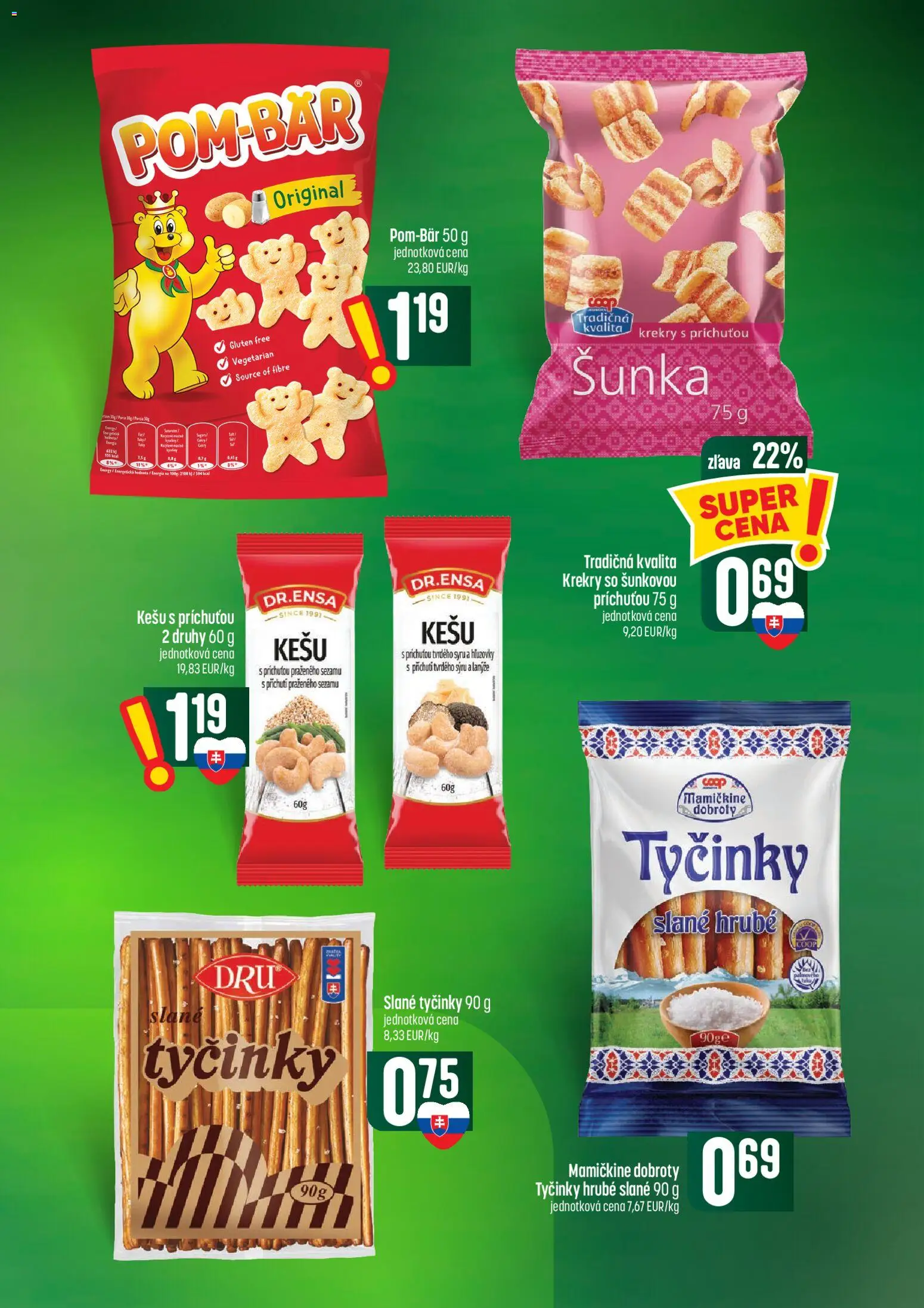 Náhľad COOP Jednota letáku platného od 01.10.2026 - Šunka, Krekry, Kešu, Slané tyčinky