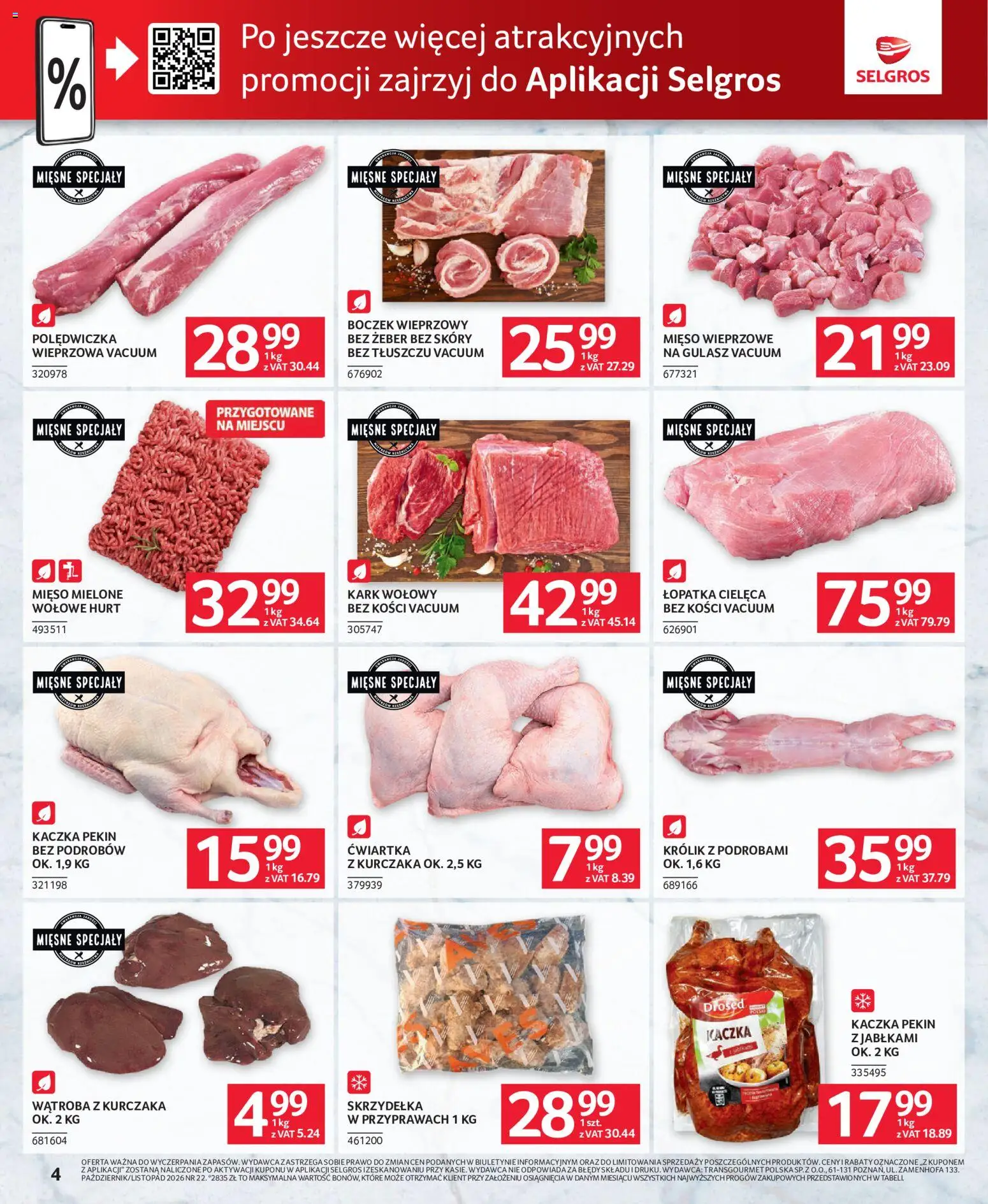 Pogląd gazetki "Selgros cash&carry gazetka - Oferta dla gastronomii" ze sklepu Selgros cash&carry ważnej od 22.10.2026 - Gulasz, Mięso, Królik, Kaczka, Mięso mielone, Boczek, Mięso wieprzowe, Boczek wieprzowy