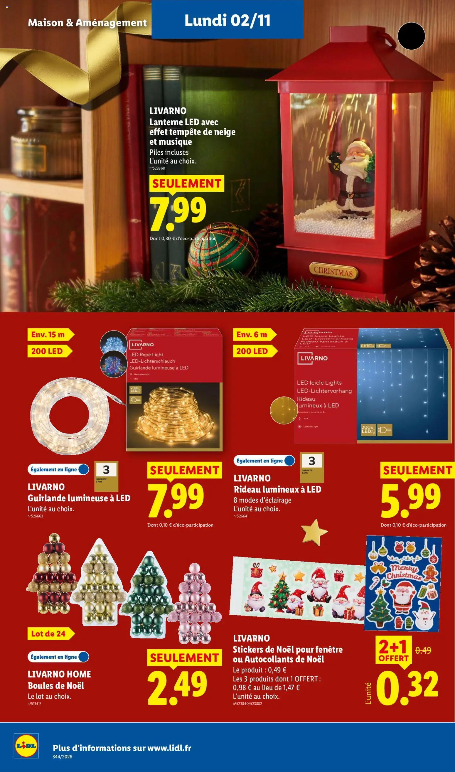 Prévisualisation de LIDL catalogue du magasin LIDL formulaire valide 29/10/2026 - Rideau, Autocollants, Guirlande lumineuse, Piles, Rideau lumineux, Livarno, Lanterne LED, Guirlande lumineuse a led