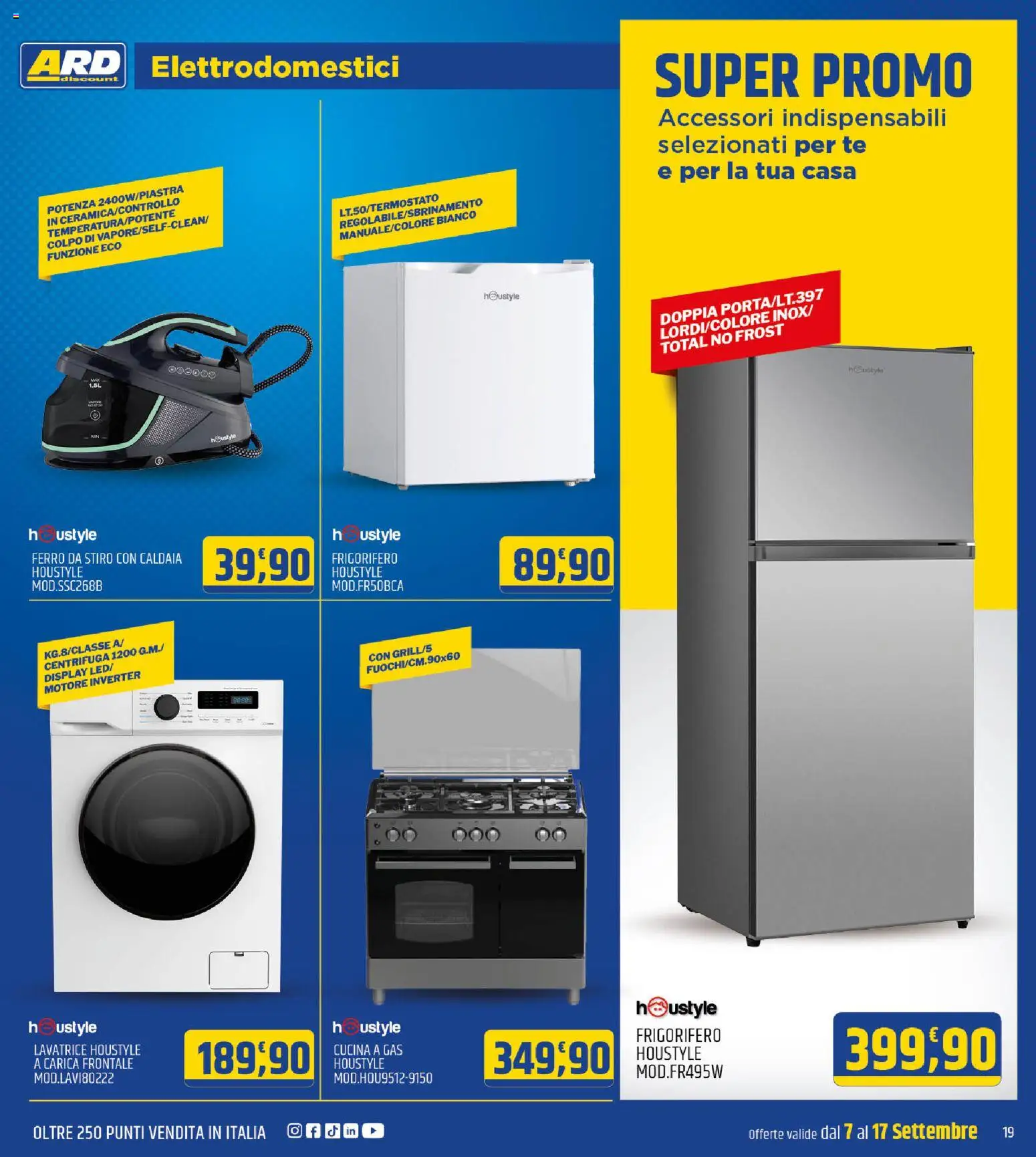 Anteprima dell'opuscolo ARD Discount volantino dal negozio ARD Discount valido da 07/09/2026 - Lavatrice, Frigorifero, Caldaia, Ferro da stiro, Ferro, Tè, Centrifuga