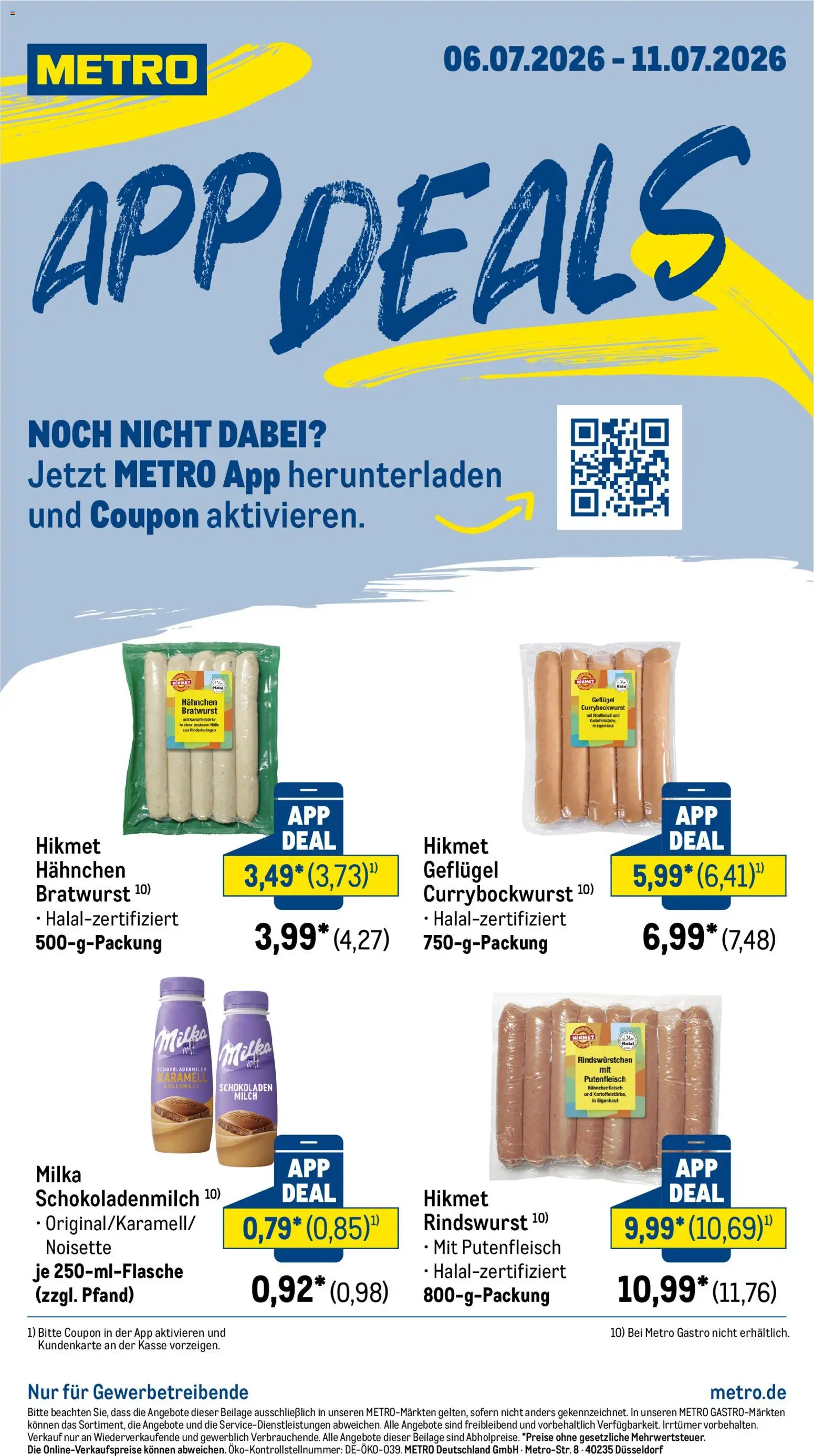 Vorschau von dem Prospekt des Geschäftes Metro, gültig ab dem 06.07.2026 - Bratwurst, Milch, Milka, Rindfleisch, Hülle, Hahnchen