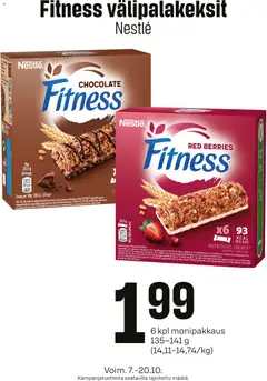 Kaupan Prisma Prisma Fitness välipalakeksit esikatselu, voimassa 07/10/2026