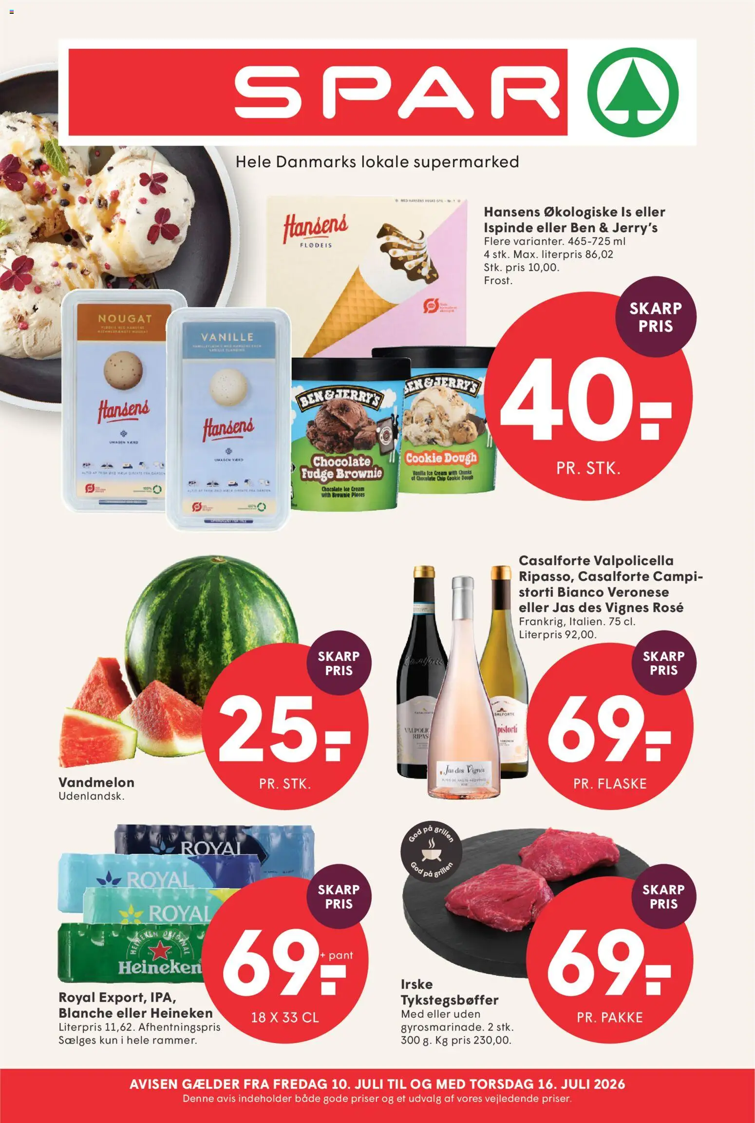 Eksempel på tilbudsavis Spar - Tilbudsavis uge 29 fra butik Spar gyldig fra 10/07/2026 - Is, Vandmelon, Nougat, Flødeis
