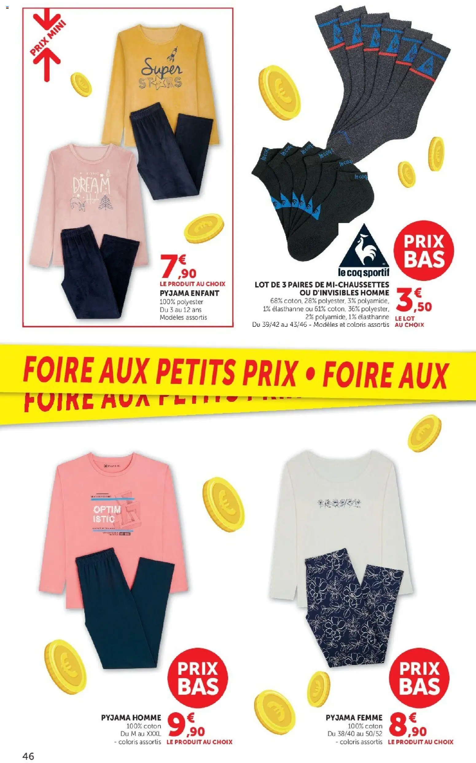 Prévisualisation de Hyper U catalogue du magasin Hyper U formulaire valide 08/09/2026 - Pyjama femme, Pyjama homme, Pyjama, Coq, Coton, Pyjama enfant