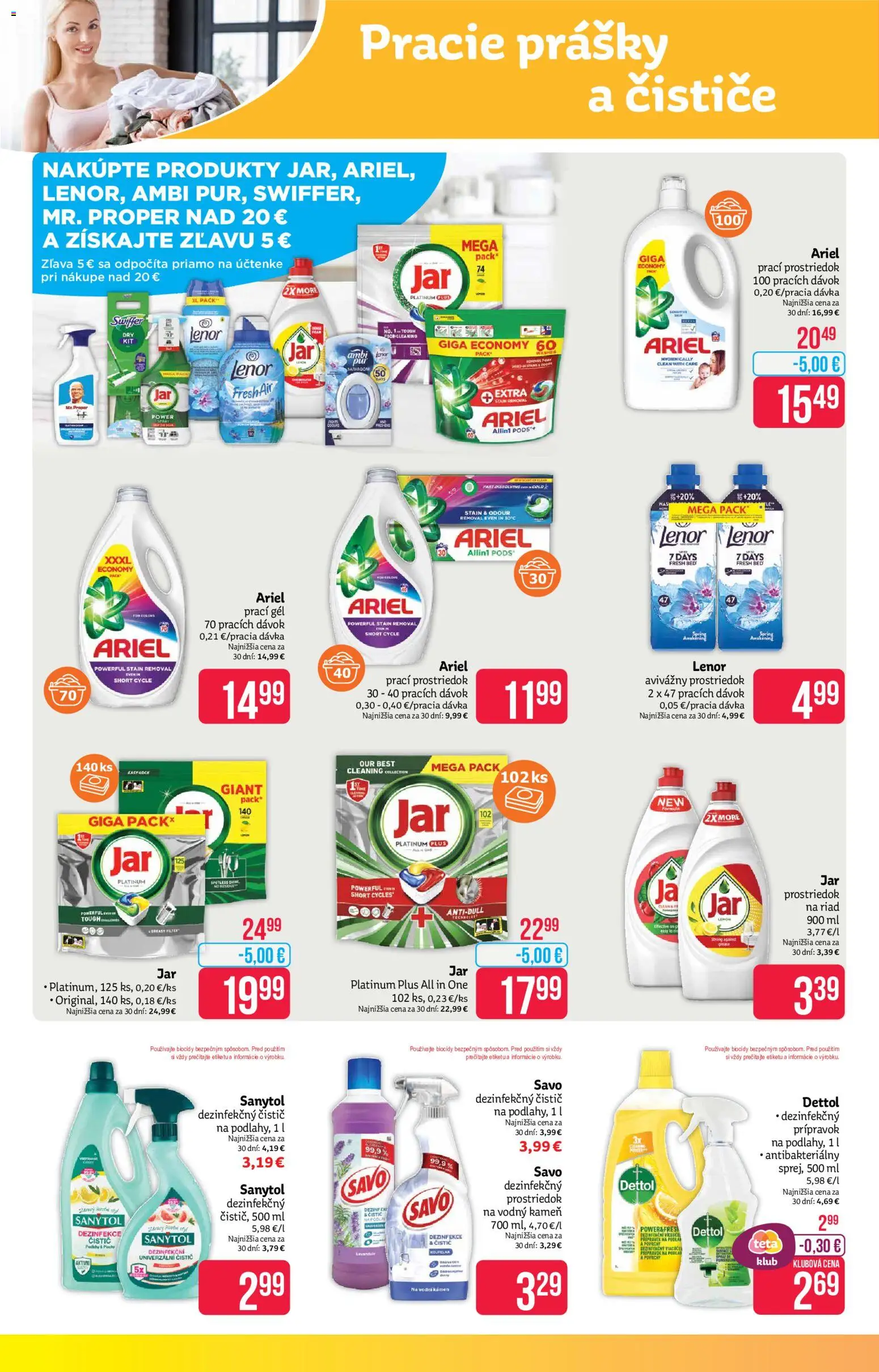 Náhľad Teta drogerie letáku platného od 26.10.2026 - Ariel, Savo, Sanytol, Lenor, Dettol, Riad, Prací gél