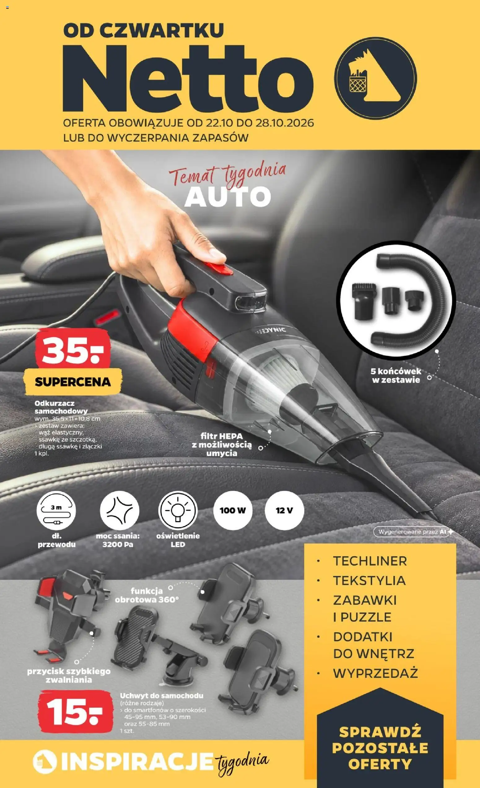 Pogląd gazetki "Netto gazetka od czwartku NonFood" ze sklepu Netto ważnej od 22.10.2026 - Odkurzacz, Zabawki, Puzzle, Oświetlenie, Tekstylia, Cleaner, Filtr HEPA