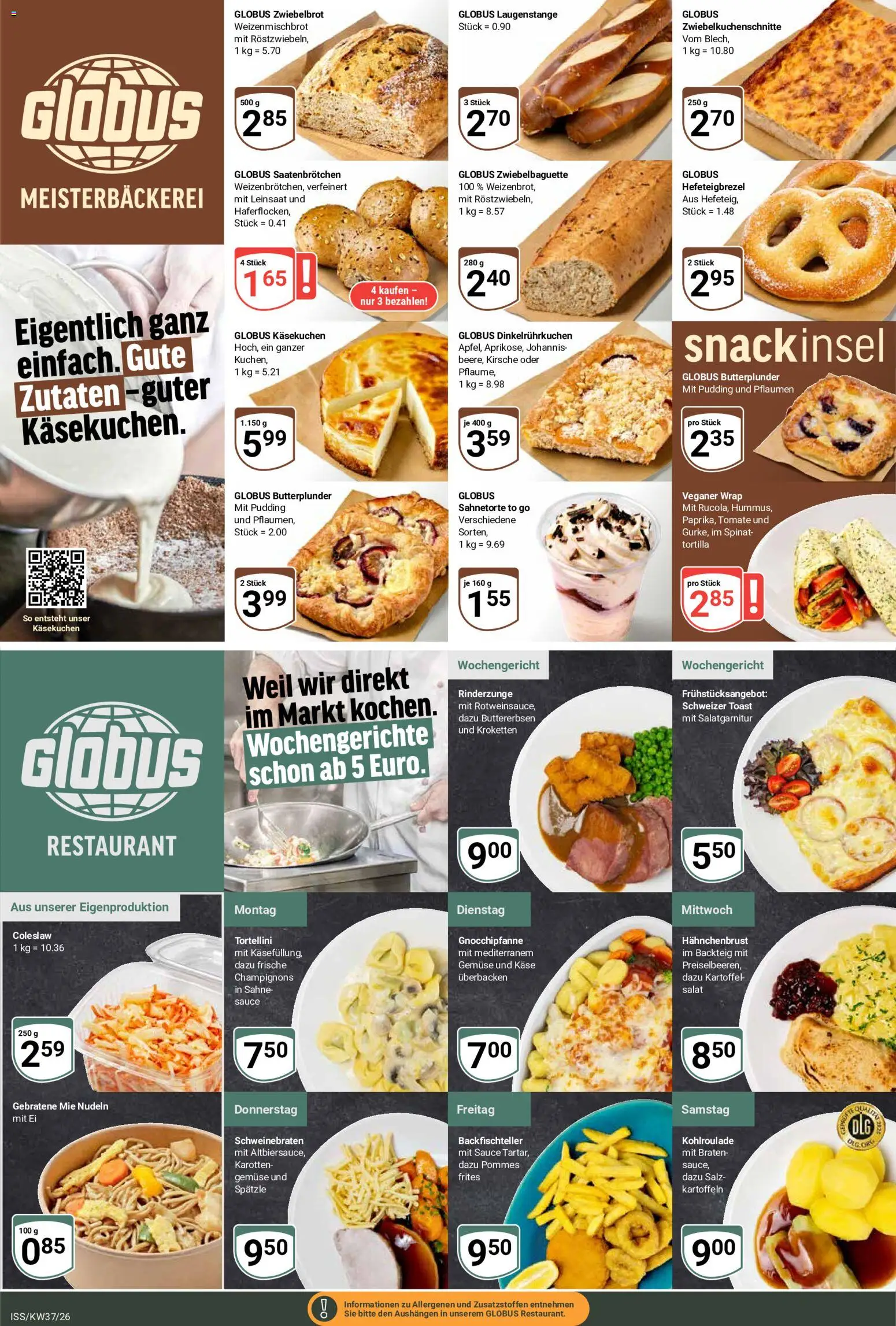 Vorschau von dem Prospekt des Geschäftes Globus, gültig ab dem 07.09.2026 - Gemüse, Pflaumen, Salz, Sahne, Pudding, Kartoffeln, Toast, Hahnchenbrust