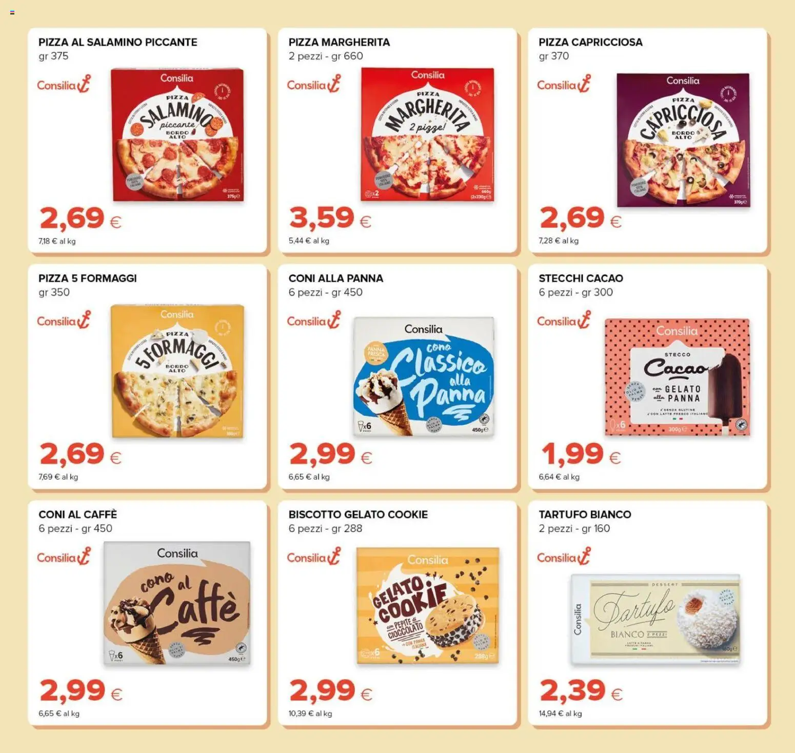 Anteprima dell'opuscolo Tigre volantino Prezzi Ribassati dal negozio Tigre valido da 21/10/2026 - Pizza, Gelato, Caffè, Tartufo, Cioccolato, Panna, Cacao, Cioccolato bianco