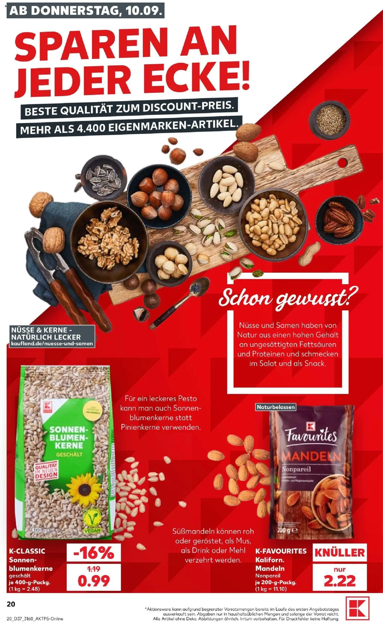 Vorschau von dem Prospekt des Geschäftes Kaufland, gültig ab dem 10.09.2026 - Blumen, Salat, Mehl, Mandeln, Nüsse