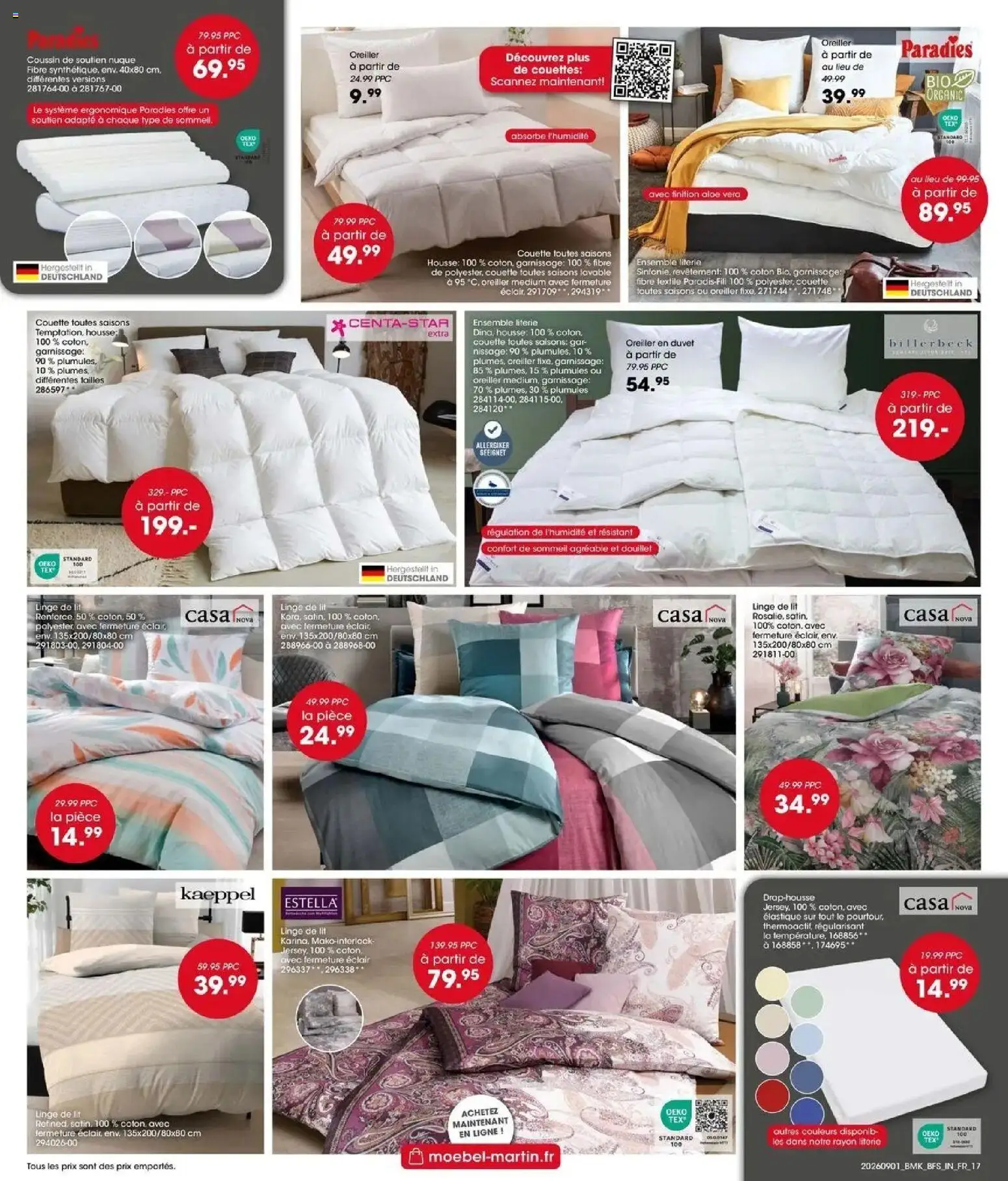 Prévisualisation de Möbel Martin: Offres hebdomadaires du magasin Möbel Martin formulaire valide 01/09/2026 - Lit, Aloe vera, Oreiller, Literie, Couette, Linge de lit, Coton