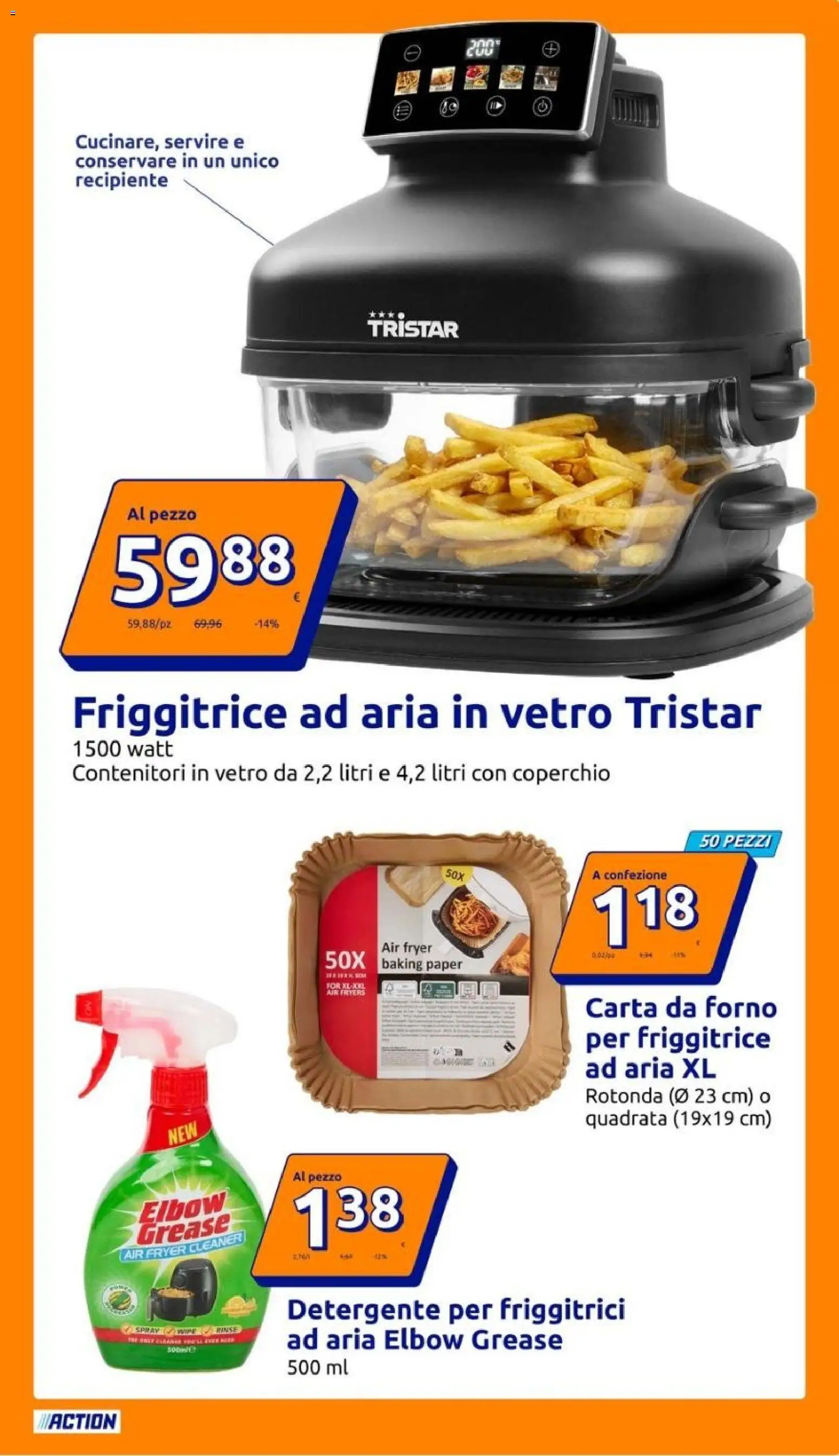 Anteprima dell'opuscolo Action volantino dal negozio Action valido da 21/10/2026 - Friggitrice ad aria, Forno, Friggitrice, Detergente, Carta da forno, Coperchio