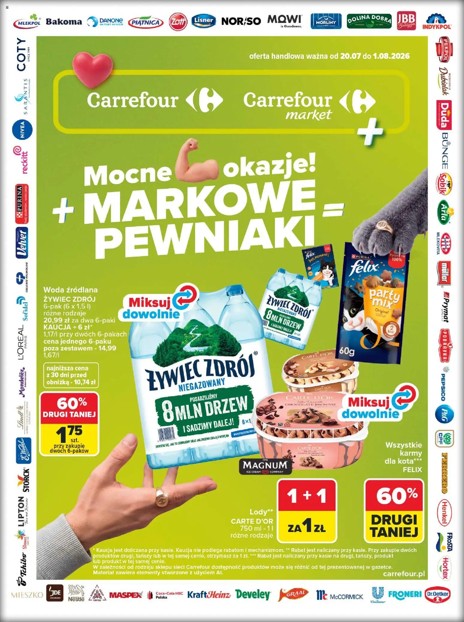 Pogląd gazetki "Carrefour gazetka - Markowe pewniaki" ze sklepu Carrefour ważnej od 20.07.2026