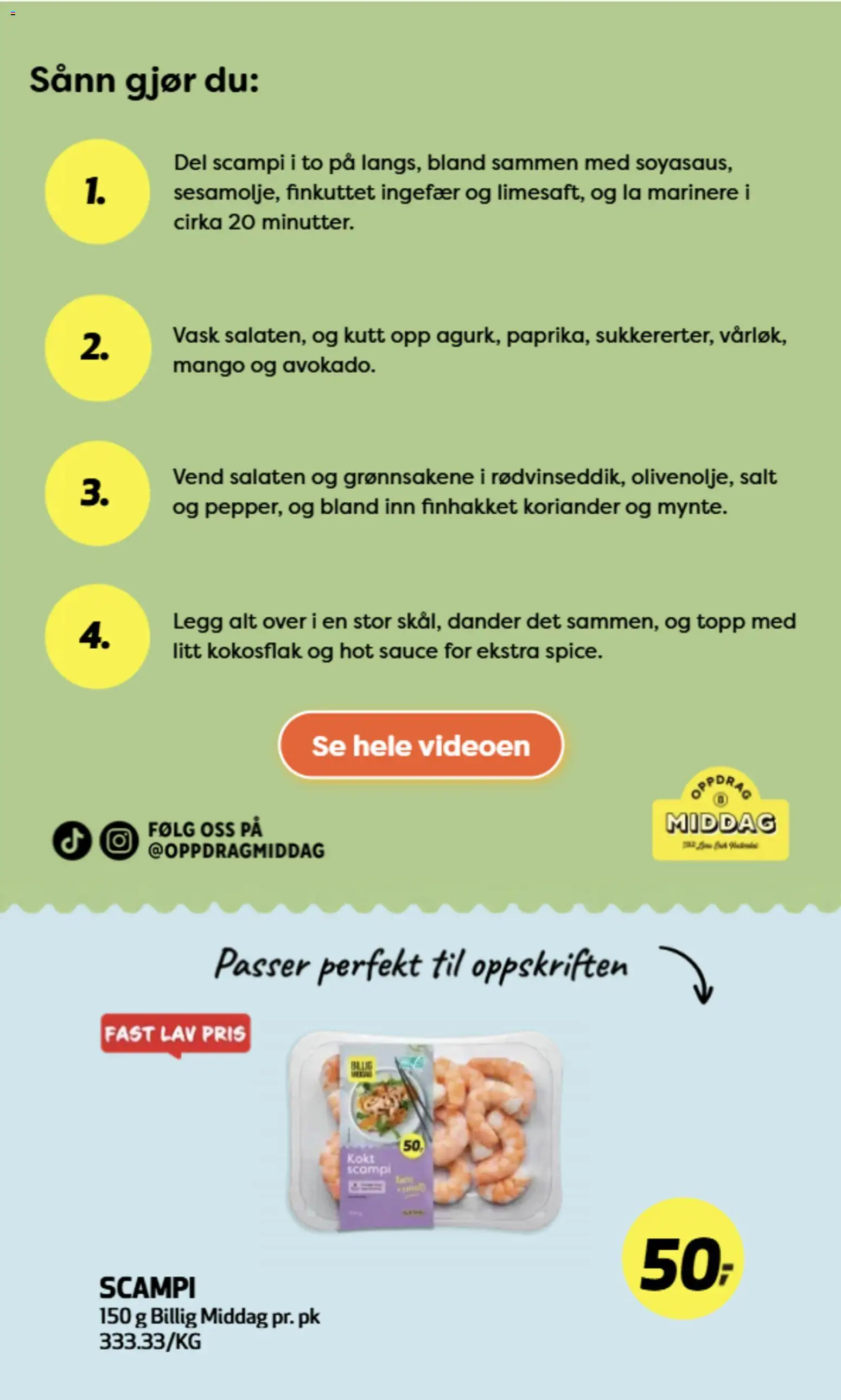 Forhåndsvis Bunnpris asiatisk scampisalat fra butikk Bunnpris gyldig fra 22/09/2026