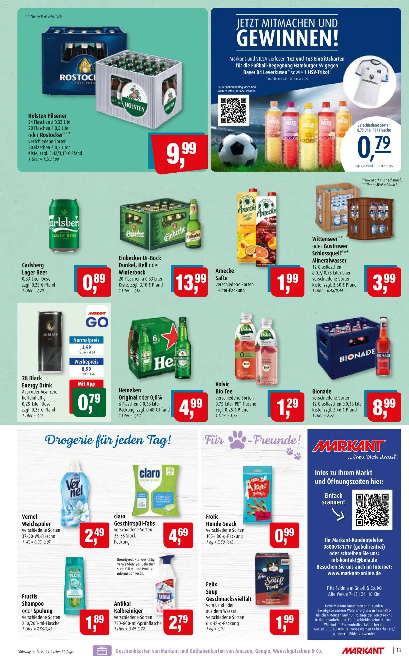 Vorschau von dem Prospekt des Geschäftes Markant, gültig ab dem 02.11.2026 - Bilder, Mineralwasser, Shampoo, Heineken, Energy, Weichspüler, Bionade, Holsten