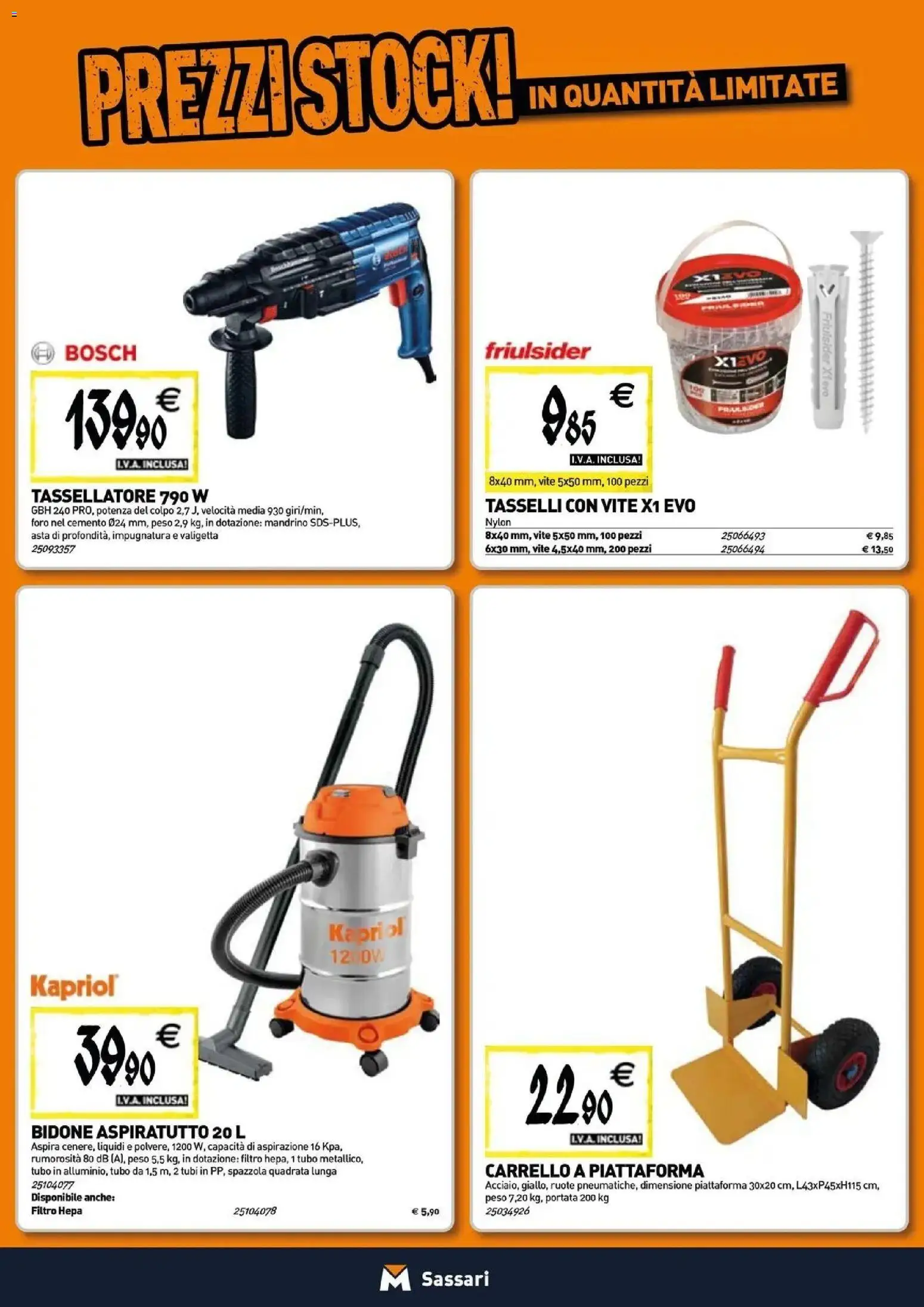 Anteprima dell'opuscolo TECNOMAT catalogo Sassari dal negozio TECNOMAT valido da 29/10/2026 - Tubi, Carrello, Cemento, Spazzola, Tubo, Valigetta, Filtro HEPA