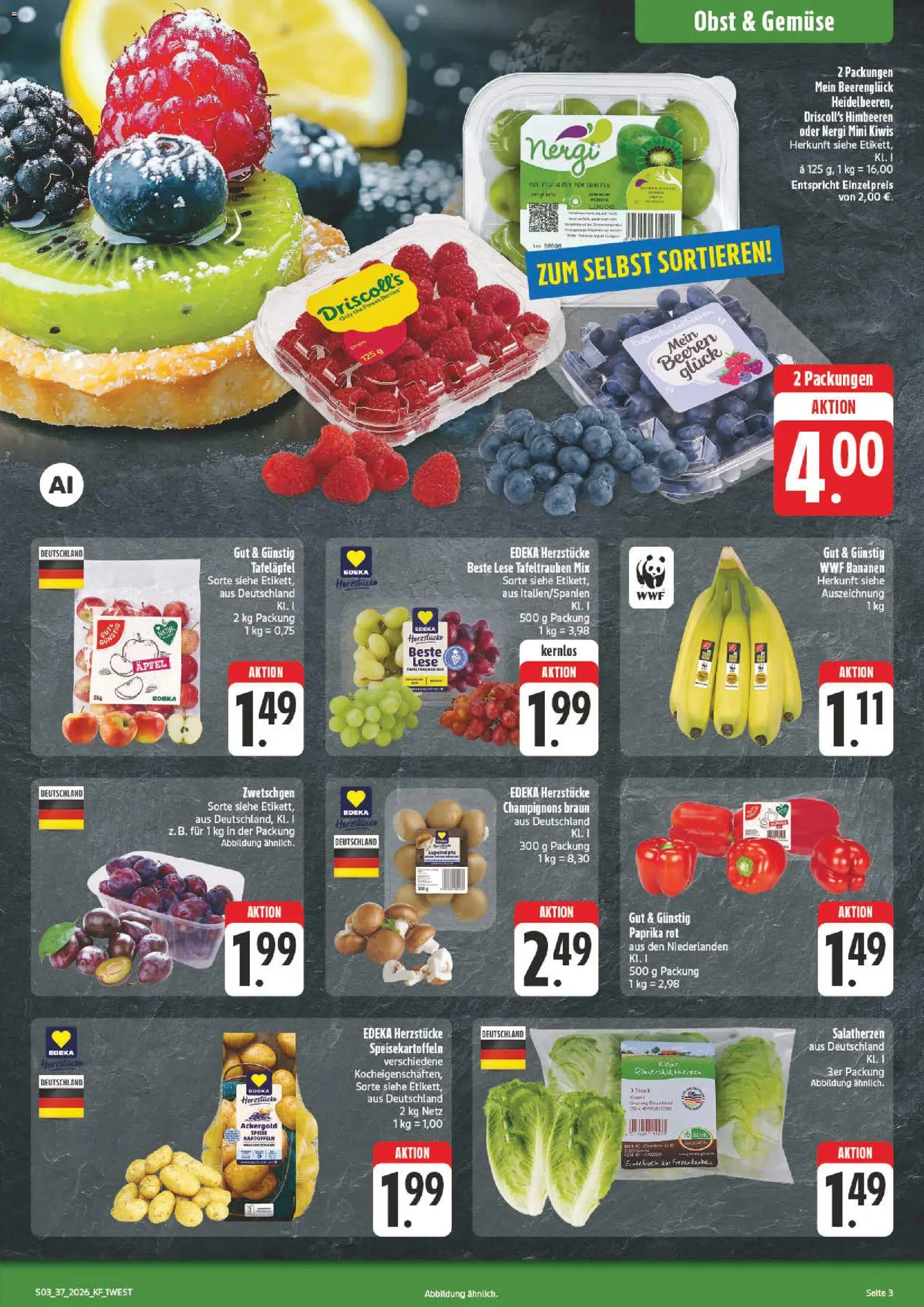 Vorschau von dem Prospekt des Geschäftes nah & gut, gültig ab dem 07.09.2026 - Gemüse, Bananen, Obst, Champignons, Paprika, Zwetschgen, Kartoffeln, Paprika rot