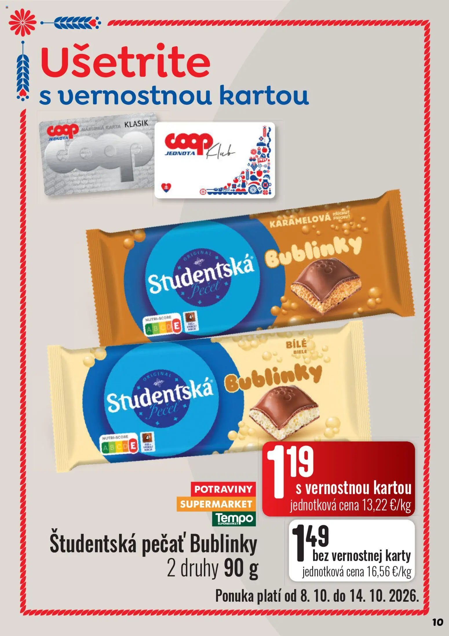 Náhľad COOP Jednota letáku platného od 08.10.2026 - Študentská pečať
