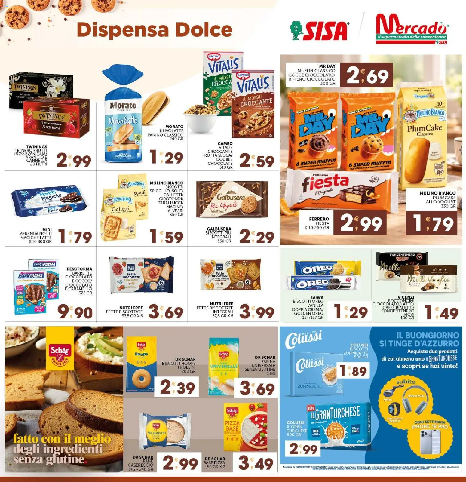 Anteprima dell'opuscolo SISA volantino Calabria dal negozio SISA valido da 29/10/2026 - Iphone, Caffè, Biscotti, Pane, Muffin, Muesli, Frollini, Senza lattosio