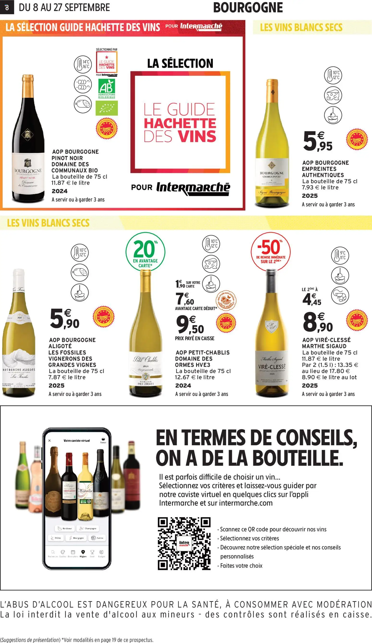 Prévisualisation de Intermarché - Foire aux vins du magasin Intermarché formulaire valide 08/09/2026 - Champagne, Vin, Bourgogne, Chablis, Monbazillac, Pinot noir, Bouteille, Bourgogne Aligoté