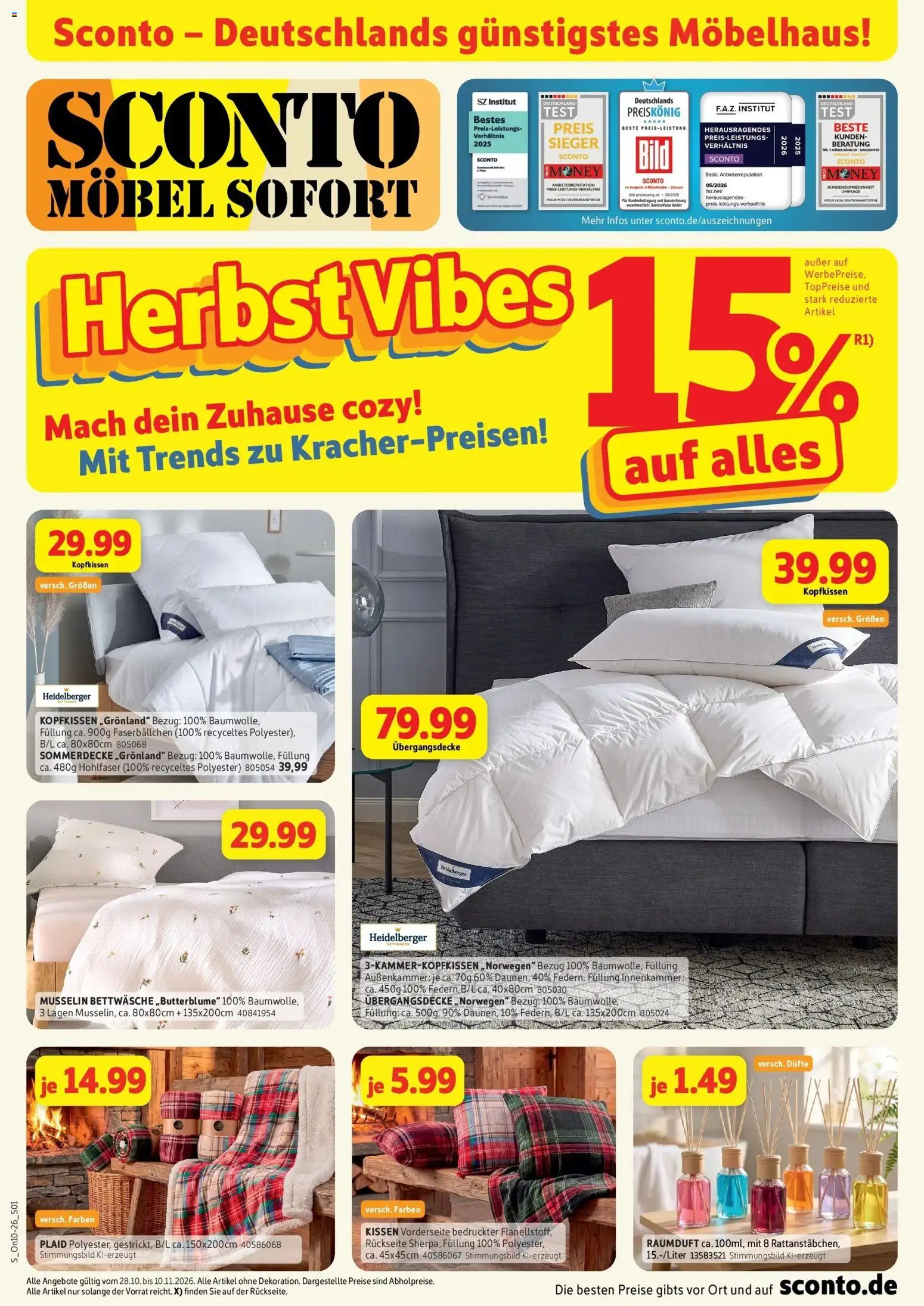 Vorschau von dem Prospekt des Geschäftes Sconto, gültig ab dem 28.10.2026 - Bettwäsche, Kissen, Kopfkissen