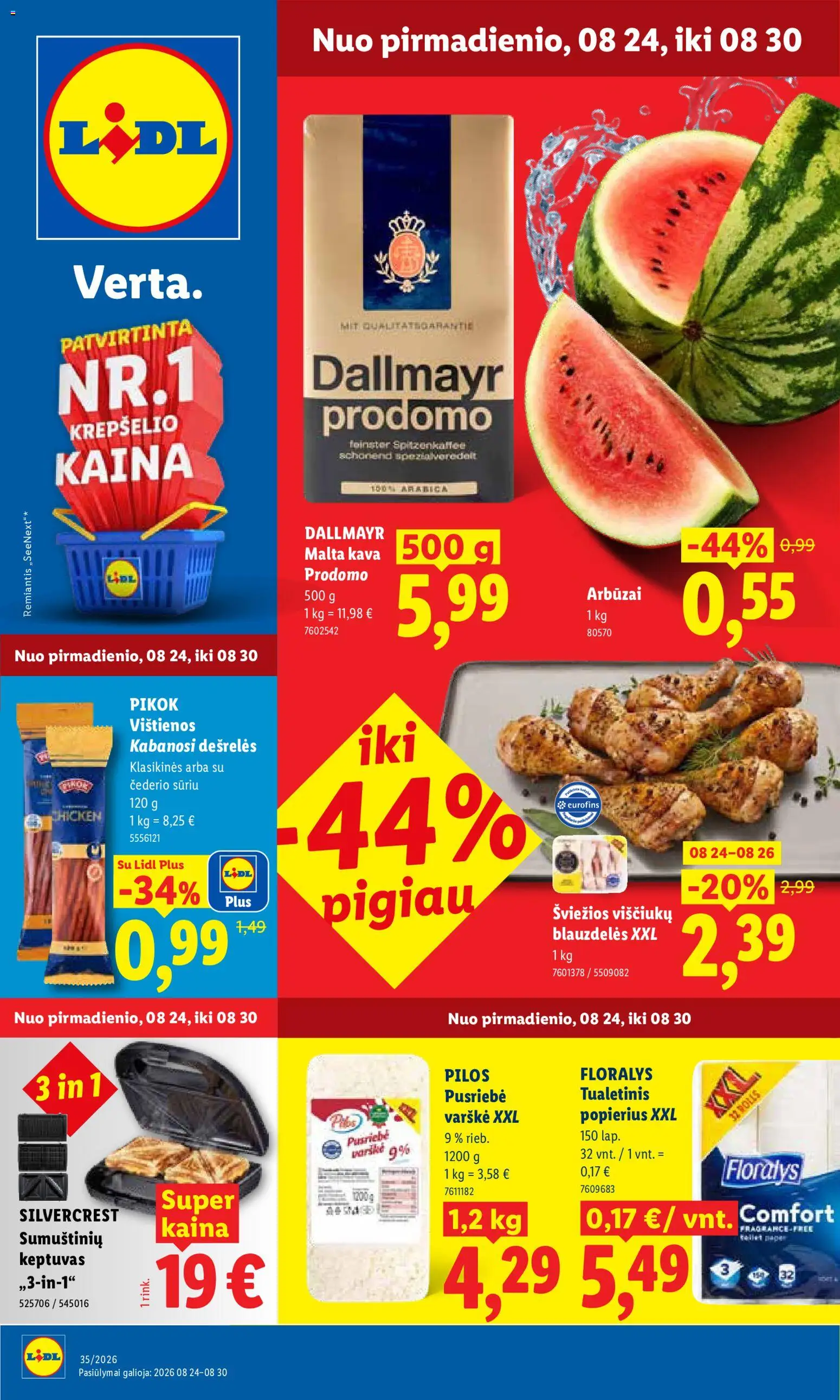 LIDL parduotuvės leidinio LIDL leidinys galiojančio nuo 2026.08.24 peržiūra