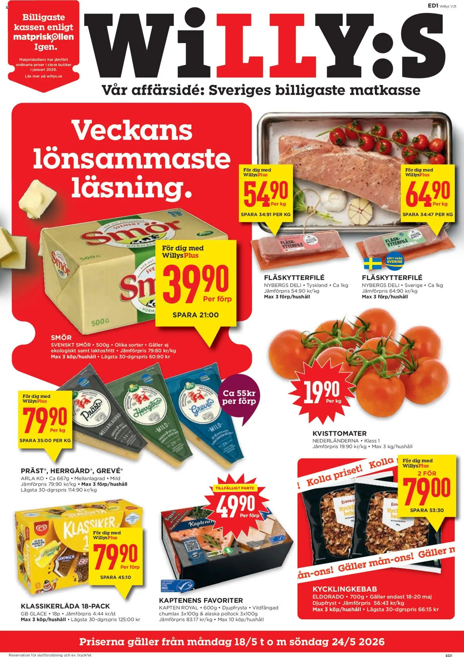Förhandsgranska reklamblad Willys erbjudanden från butik Willys gäller från 18/05/2026