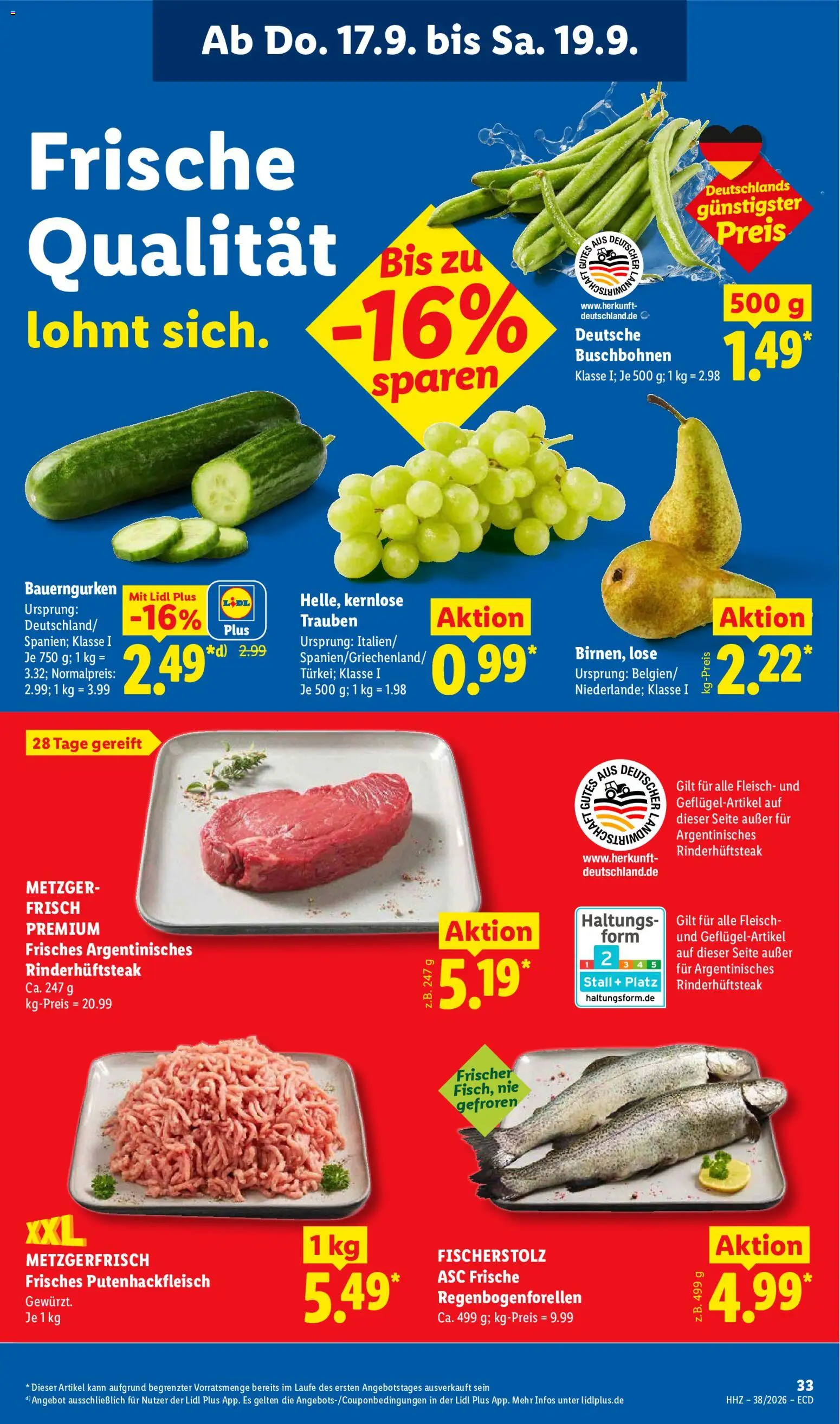 Vorschau von dem Prospekt des Geschäftes Lidl, gültig ab dem 14.09.2026 - Apple, Äpfel, Steak, Joghurt, Fleisch, Fruchtjoghurt