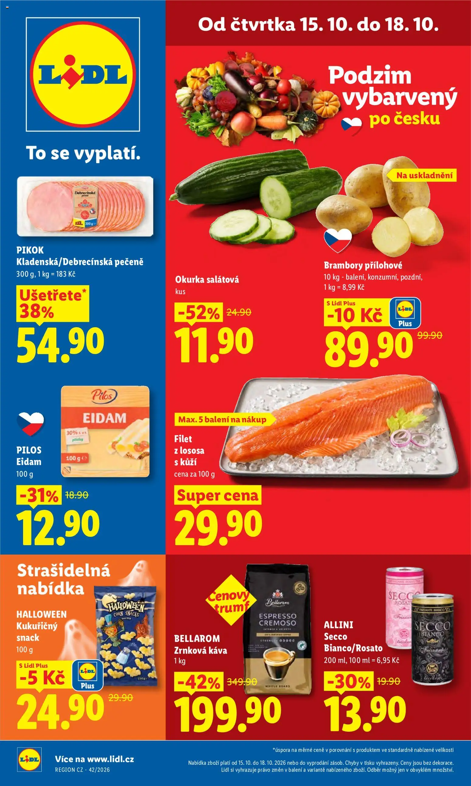 Náhled nabídky: Lidl Lidl leták platný od 15.10.2026 - Káva, Zrnková káva, Okurka, Eidam, Secco bianco, Pikok, Filet, Bellarom