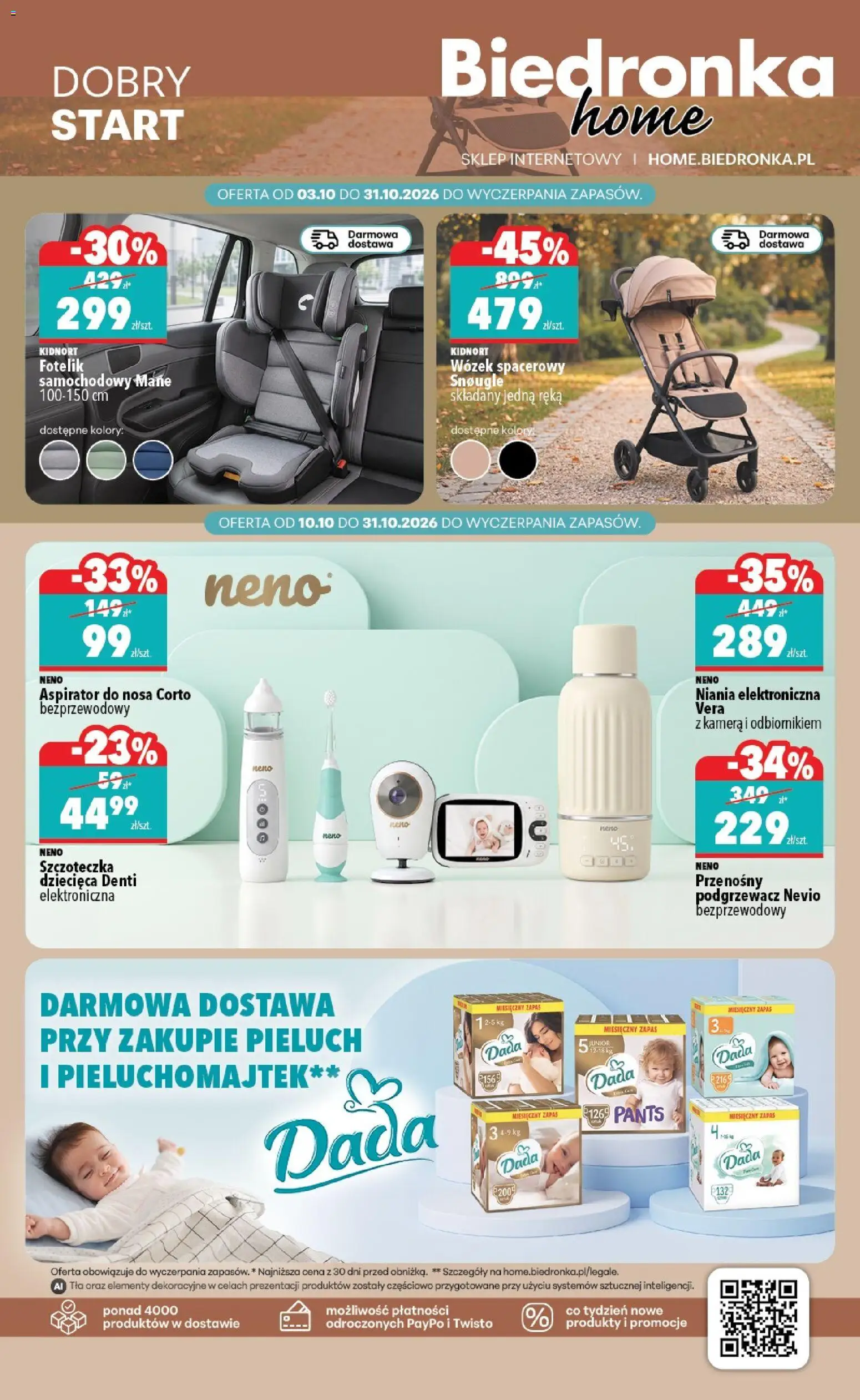 Pogląd gazetki "Biedronka gazetka - Home" ze sklepu Biedronka ważnej od 10.10.2026 - Monitor, Pieluchomajtki, Pieluchy, Pieluchy Dada, Dada Pure Care, Dada pieluchy, Dada extra care 1, Pieluchy dada extra care