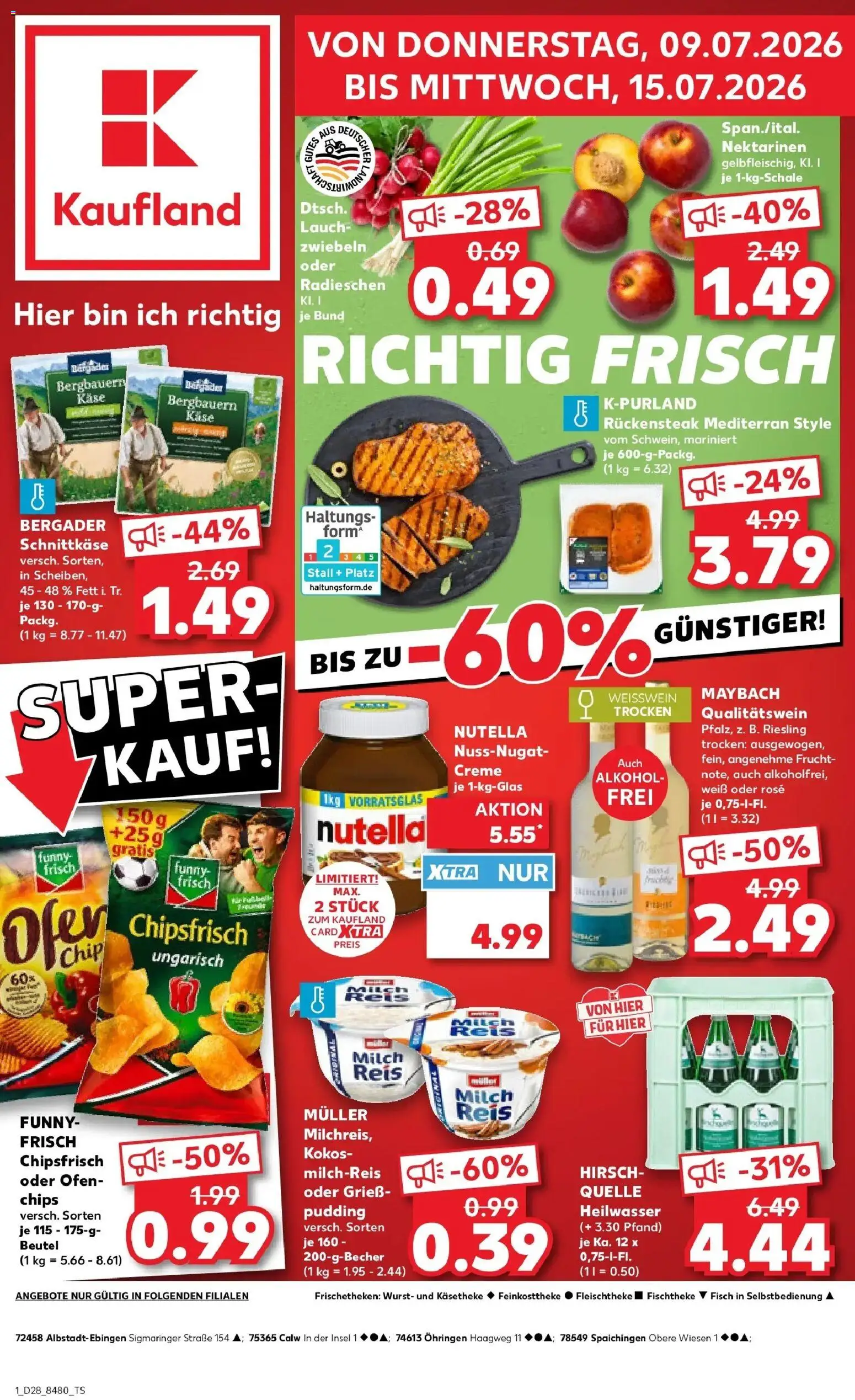Vorschau von dem Prospekt des Geschäftes Kaufland, gültig ab dem 09.07.2026 - Fisch, Milch, Lauch, Ofen, Pudding, Weißwein, Creme, Grieß