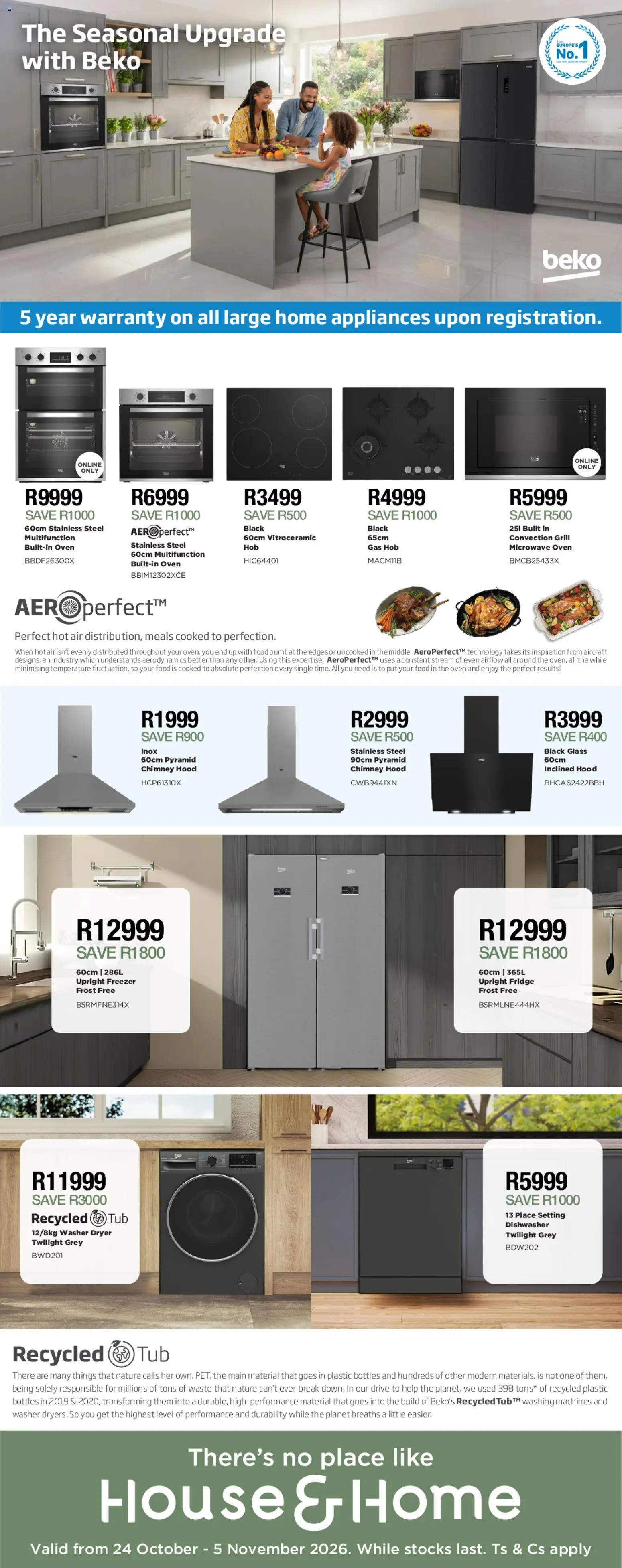 Preview of House and Home flyer valid from 24/10/2026 - Microwave, Dishwasher, Oven, Freezer, Grill, Microwave oven, Hob, Dryer