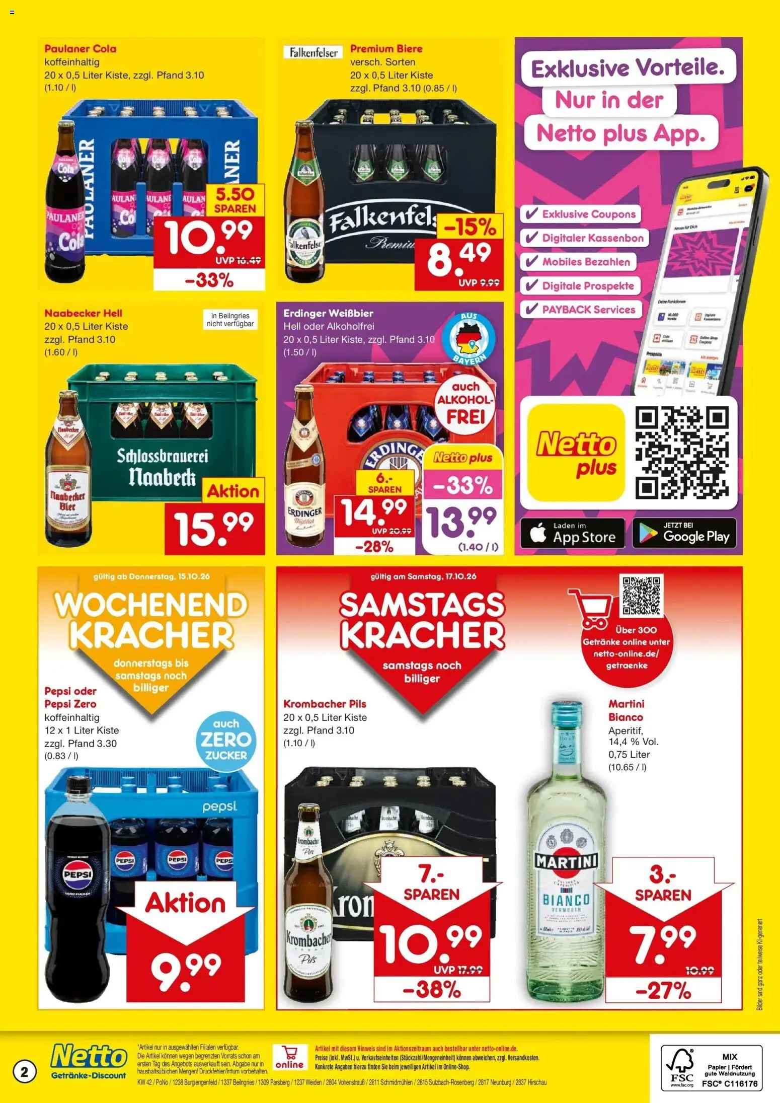 Vorschau von dem Prospekt des Geschäftes Netto Marken-Discount, gültig ab dem 12.10.2026 - Cola, Alkohol, Martini, Krombacher, Zucker, Paulaner, Erdinger, Pils
