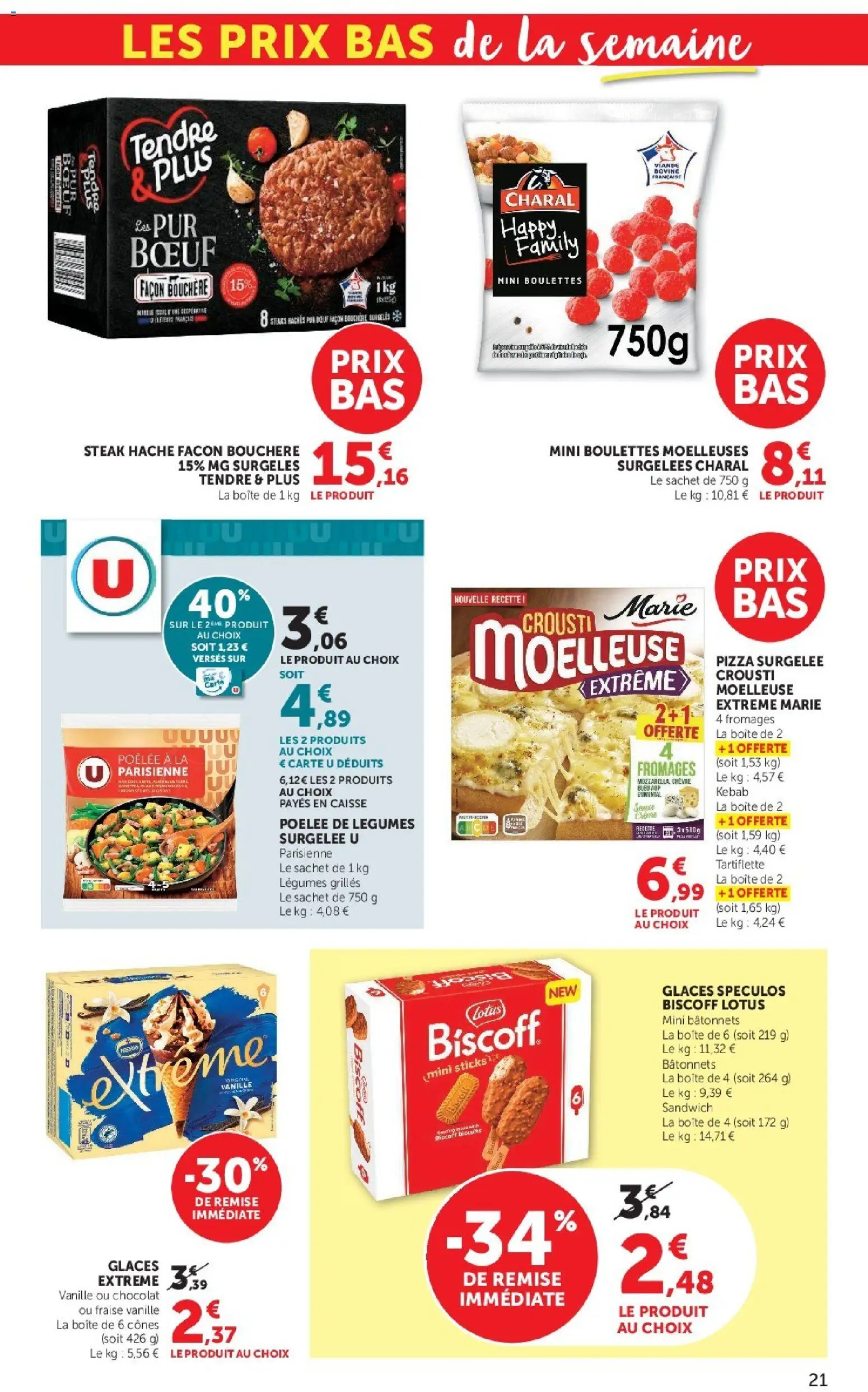 Prévisualisation de Super U catalogue du magasin Super U formulaire valide 08/09/2026 - Sandwich, Steak, Glaces, Vanille, Pizza surgelée, Viande bovine, Cônes, Spéculos