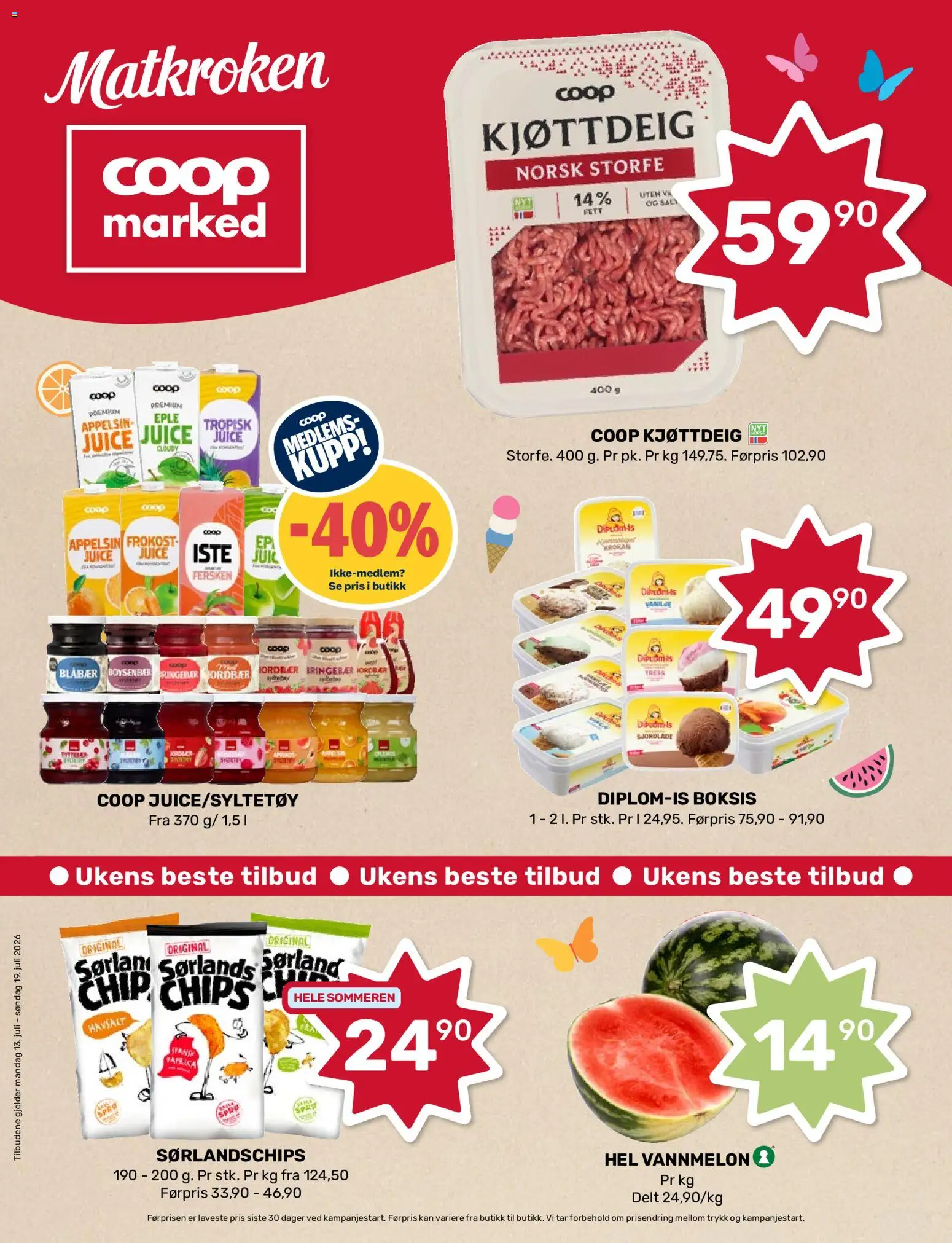 Forhåndsvis Coop Marked kundeavis fra butikk Coop Marked gyldig fra 13/07/2026