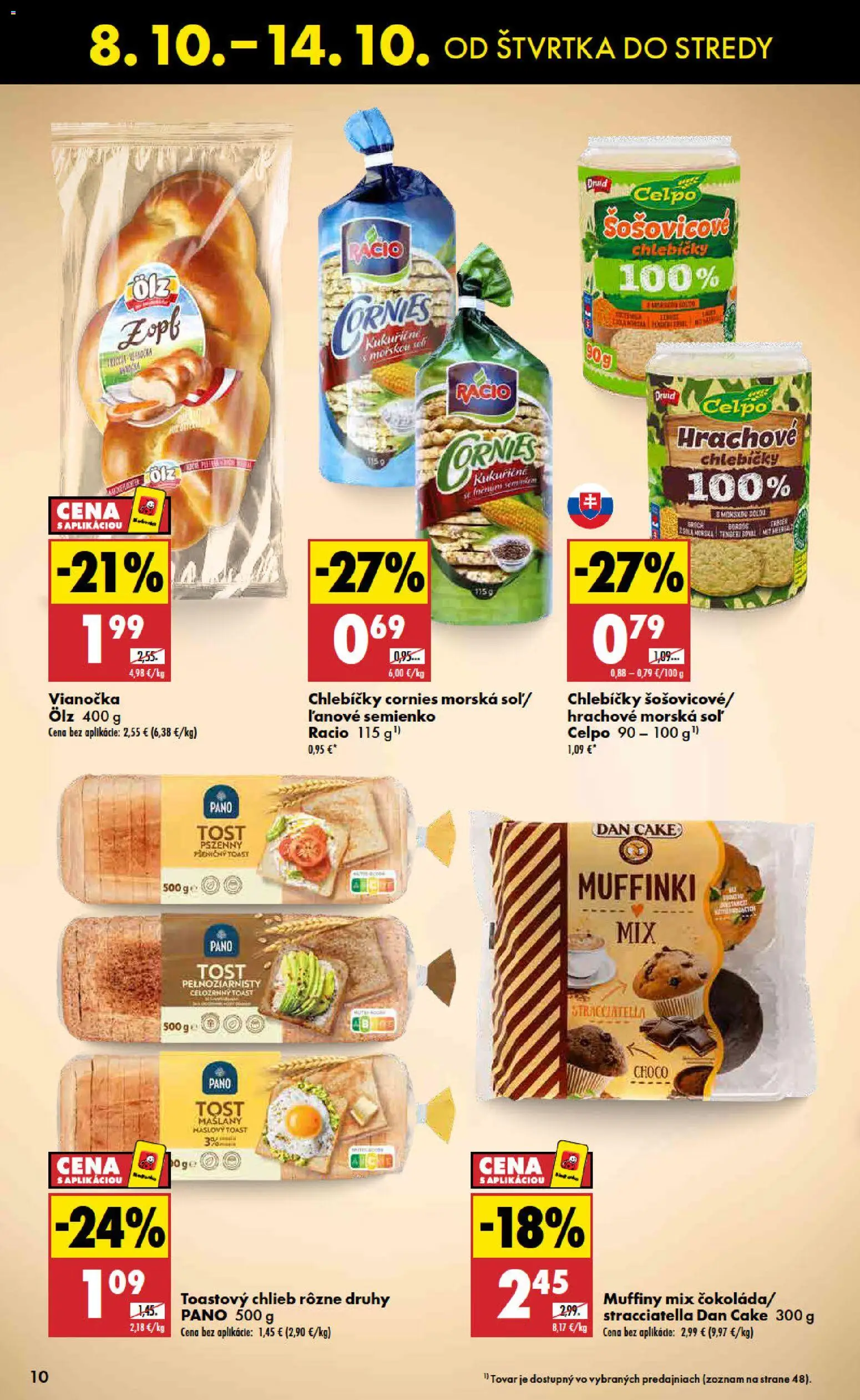 Náhľad Biedronka letáku platného od 08.10.2026 - Muffiny, Chlieb, Soľ, Vianočka, Toastový chlieb