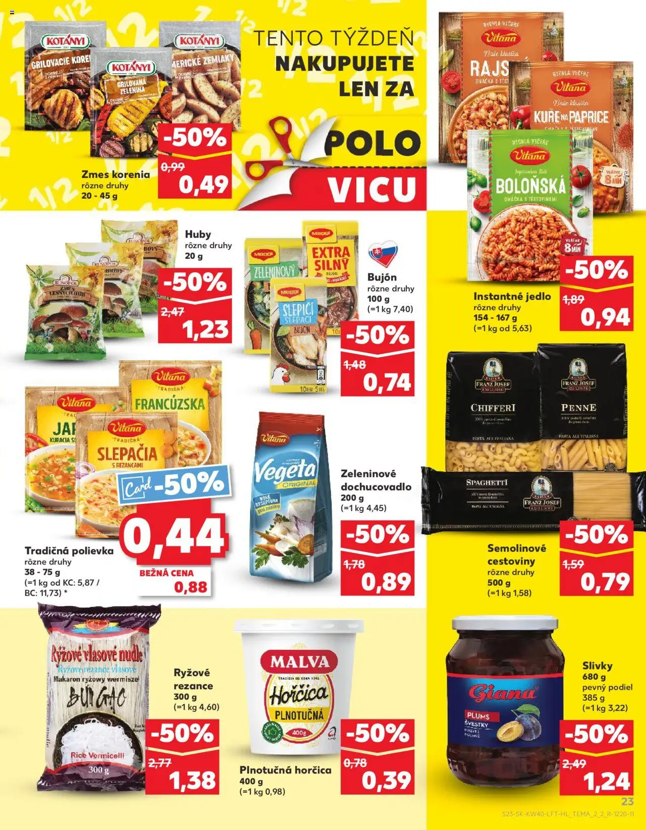 Náhľad Kaufland letáku platného od 02.10.2025 - Cestoviny, Penne, Omáčka, Slivky, Rezance, Bujón