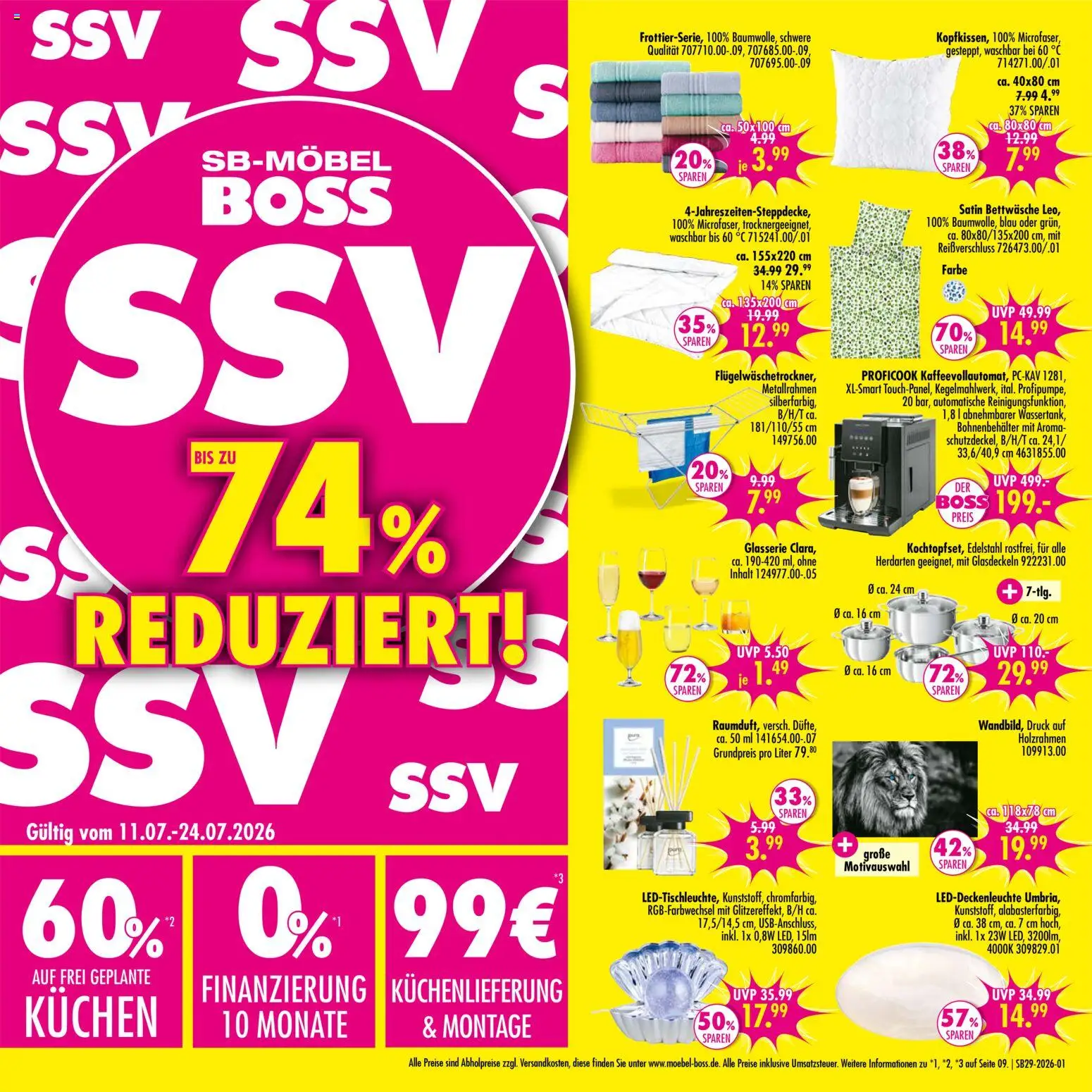 Vorschau von dem Prospekt des Geschäftes SB Möbel Boss, gültig ab dem 11.07.2026 - Kuchen, Bettwäsche