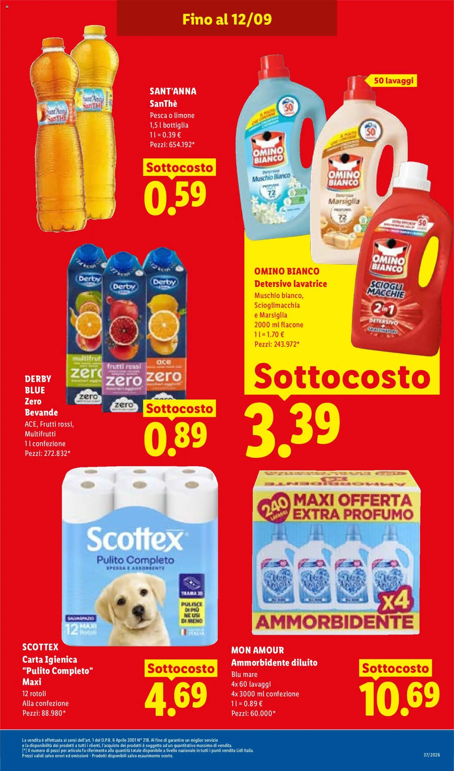 Anteprima dell'opuscolo Lidl volantino dal negozio Lidl valido da 10/09/2026 - Lavatrice, Limone, Pesca, Profumo, Carta igienica, Ammorbidente, Bottiglia, Bevande