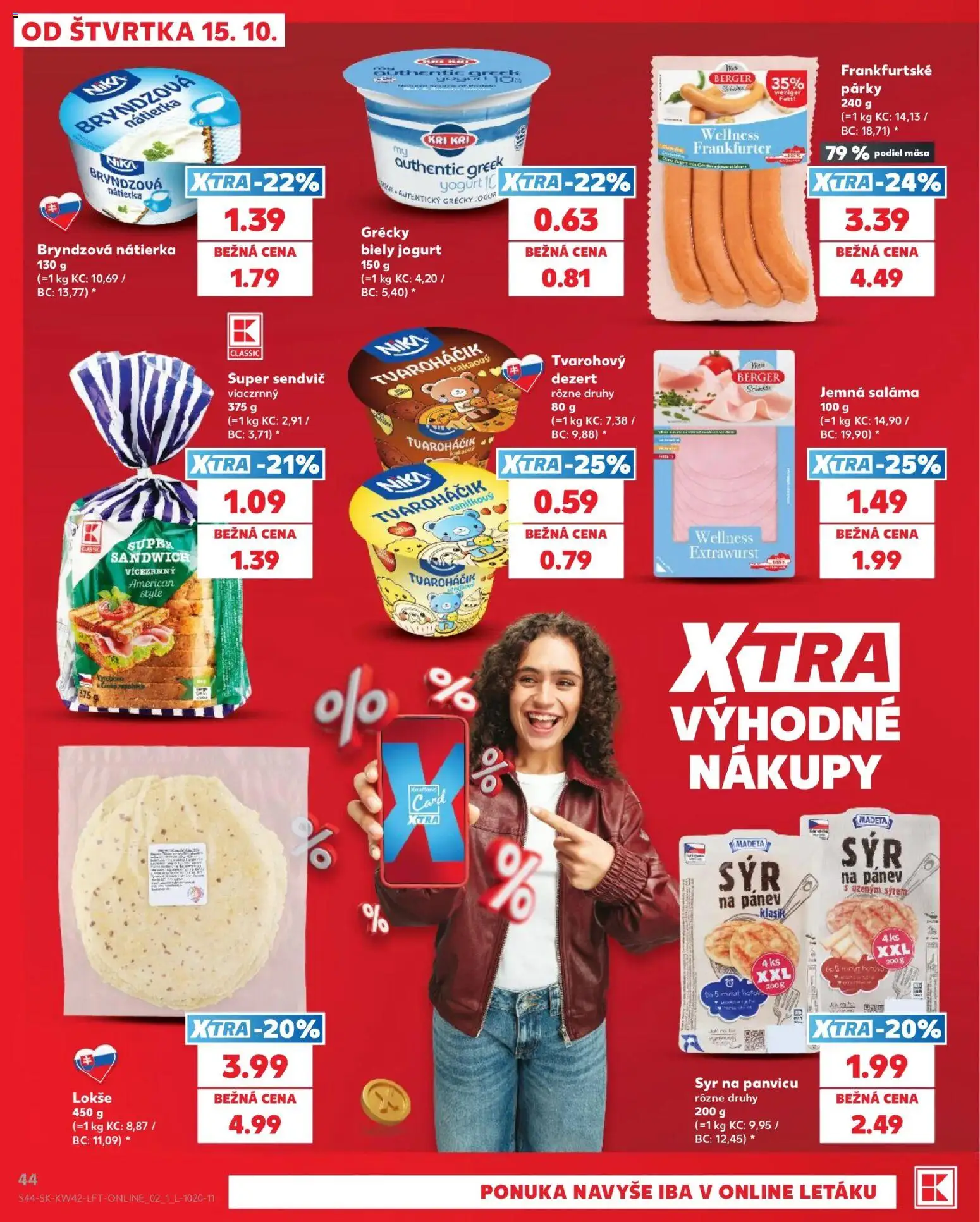 Náhľad Kaufland letáku platného od 15.10.2026 - Syr, Dezert, Jogurt, Párky, Sendvič, Nátierka, Biely jogurt, Saláma