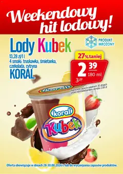 Pogląd gazetki "Prim Market promocja - Lody Kubek Koral" ze sklepu Prim Market ważnej od 28.08.2026