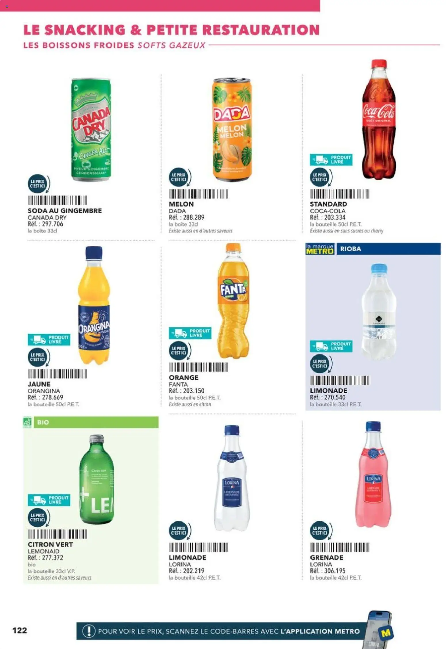 Prévisualisation de Boulangers Pâtissiers du magasin METRO formulaire valide 30/04/2026 - Livre, Coca cola, Orangina, Coca, Citron vert, Bouteille, Limonade, Boissons