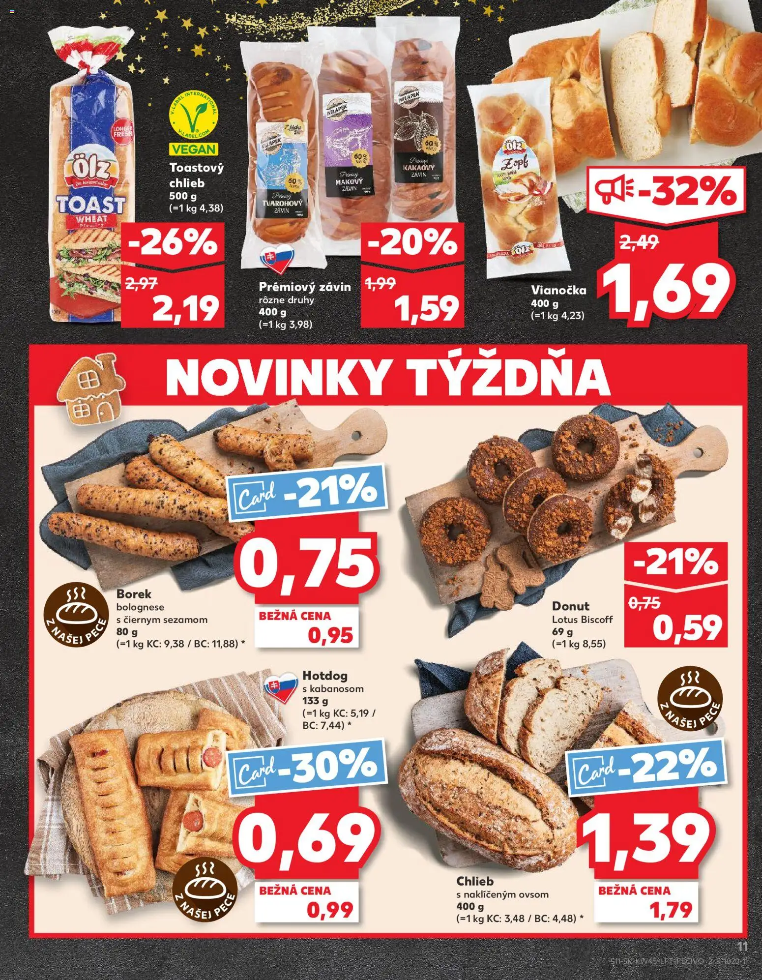 Náhľad Kaufland letáku platného od 06.11.2025 - Chlieb, Donut, Vianočka, Závin