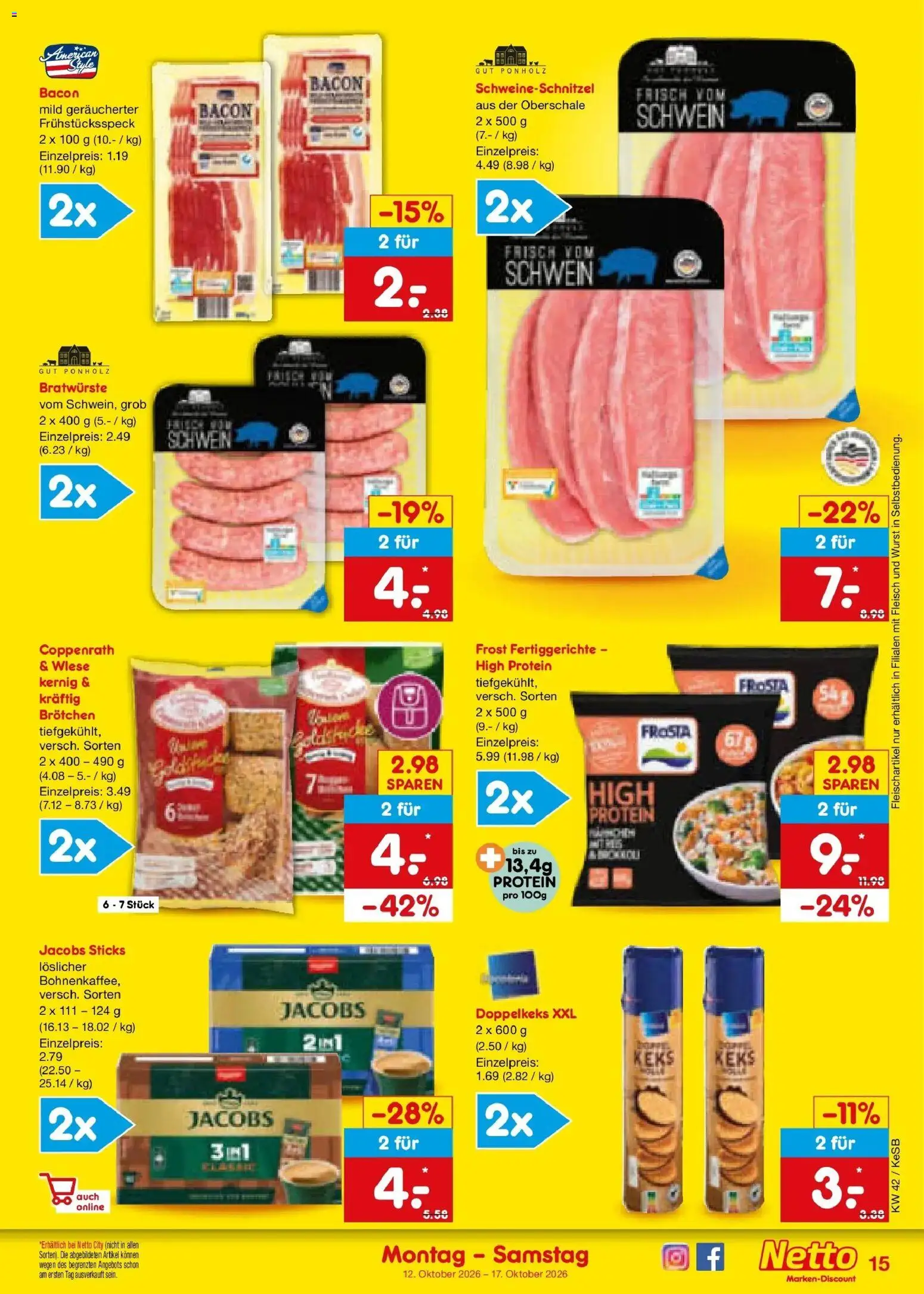 Vorschau von dem Prospekt des Geschäftes Netto Marken-Discount, gültig ab dem 12.10.2026 - Wurst, Fleisch, Frosta, Fertiggerichte