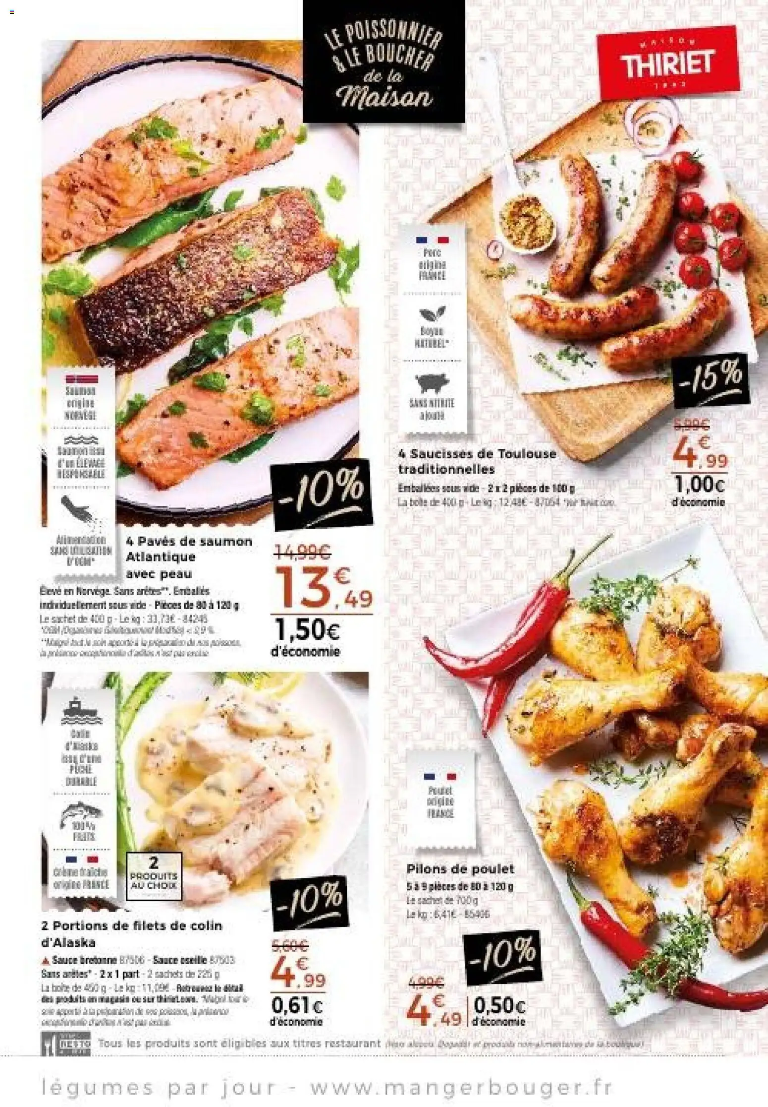 Prévisualisation de Thiriet catalogue du magasin Thiriet formulaire valide 24/08/2026 - Poulet, Saumon, Saucisses, Oseille, Pilons de poulet, Pilons