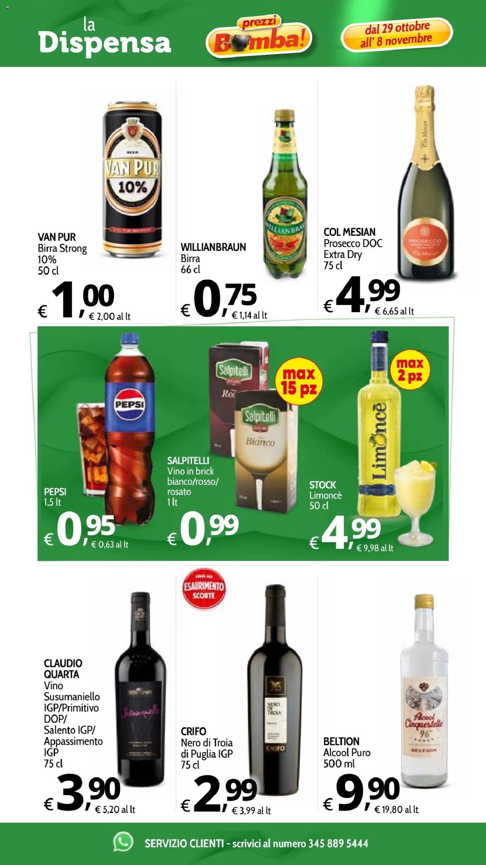 Anteprima dell'opuscolo Primo Prezzo volantino dal negozio Primo Prezzo valido da 29/10/2026 - Vino, Birra, Prosecco, Pepsi