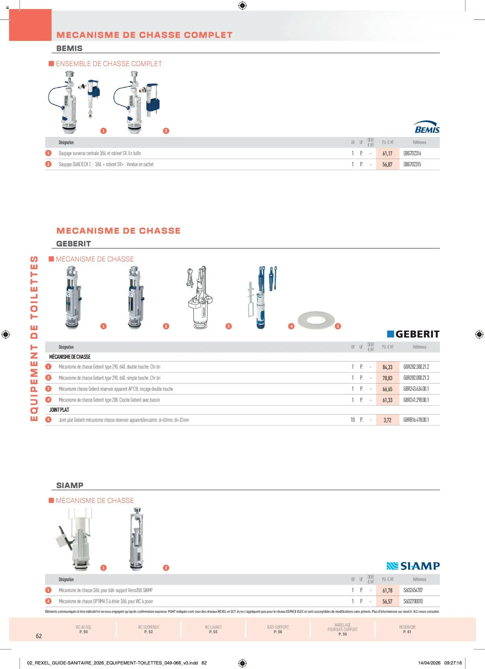 Prévisualisation de Rexel - Brochure Sanitaire du magasin Rexel formulaire valide 20/04/2026 - Toilettes, Robinet, Cloche